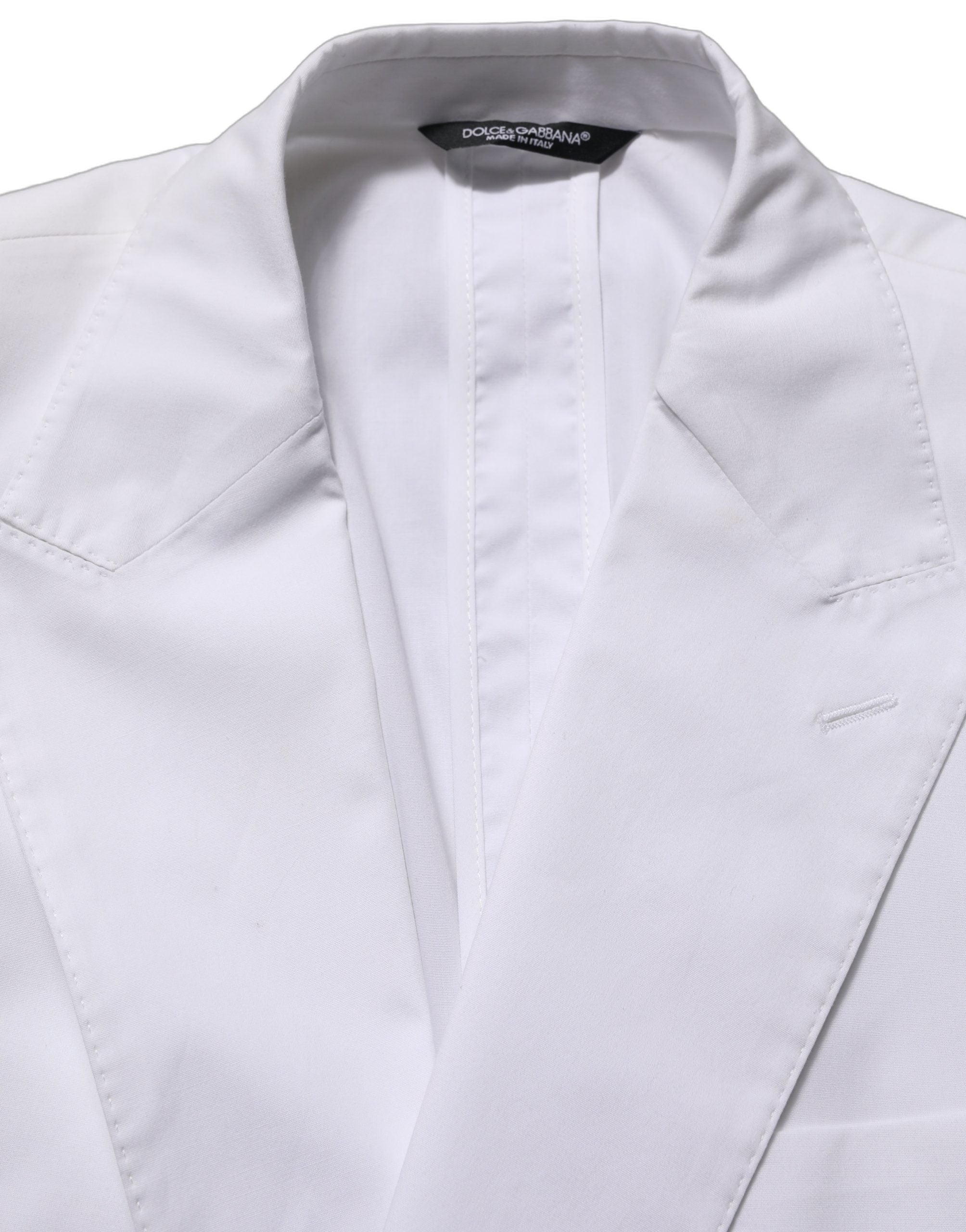 Dolce & Gabbana White Cotton Double Breasted Blazer Men's Jacket