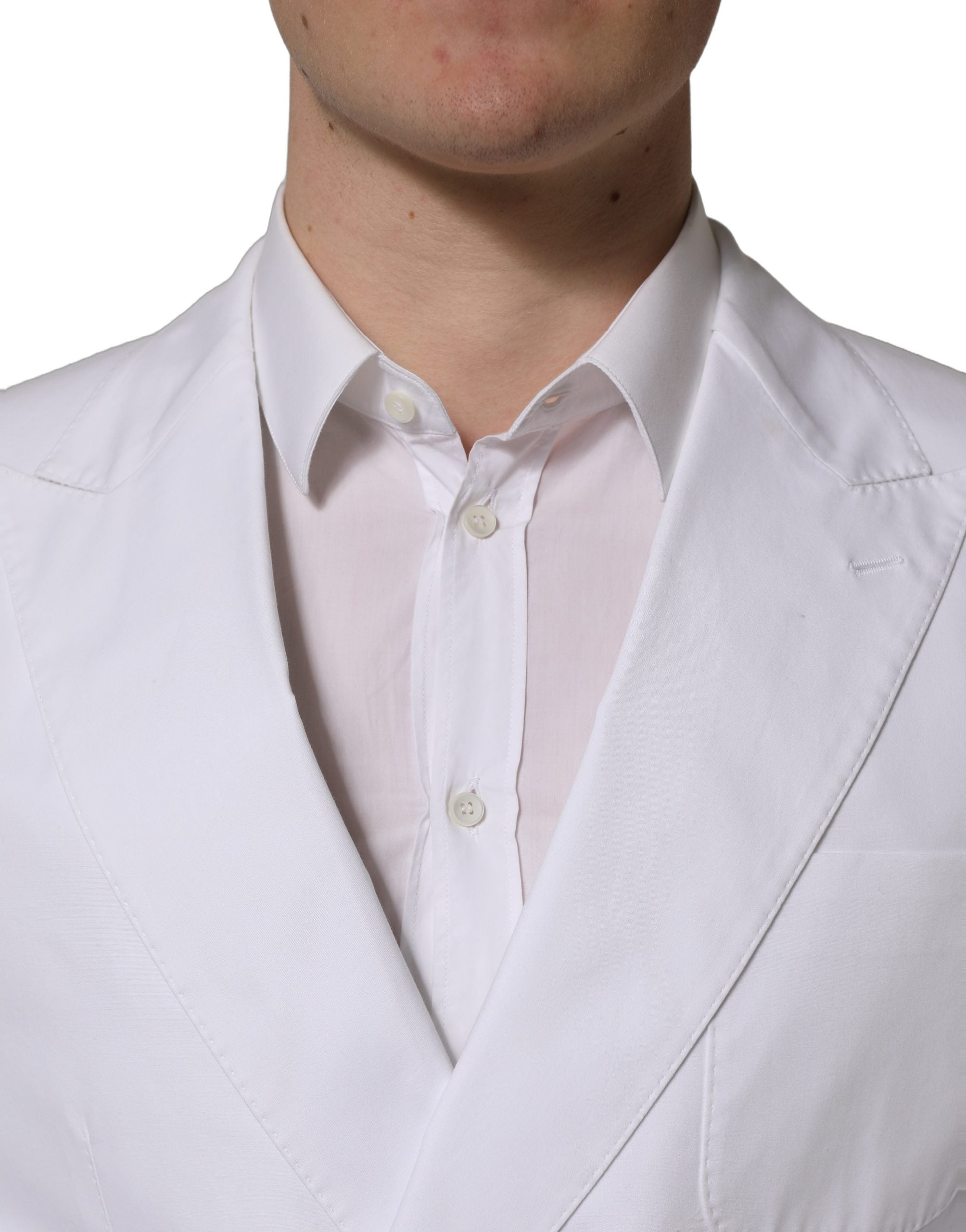 Dolce & Gabbana White Cotton Double Breasted Blazer Men's Jacket