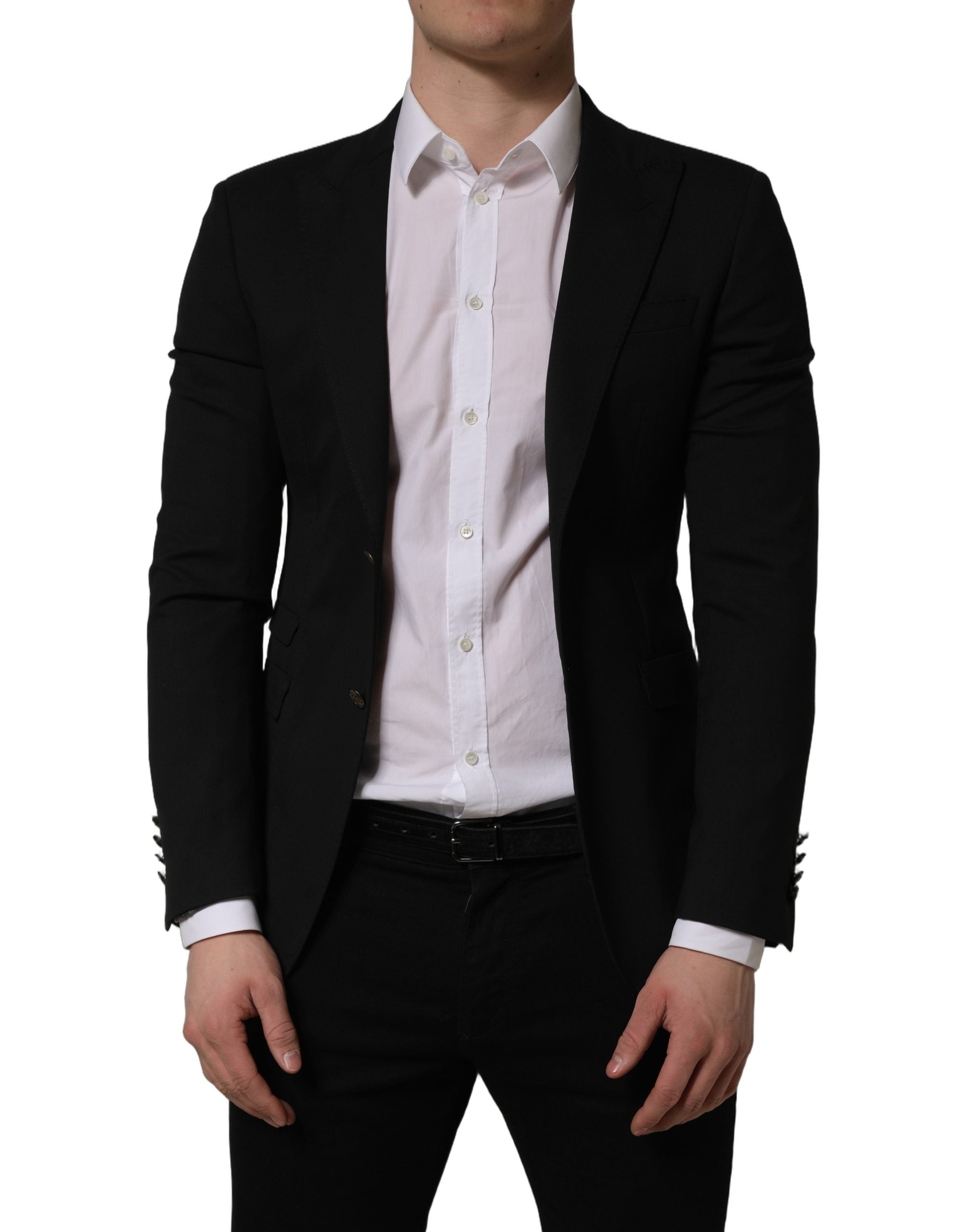 Dolce & Gabbana Black Polyester Single Breasted Blazer Men's Jacket