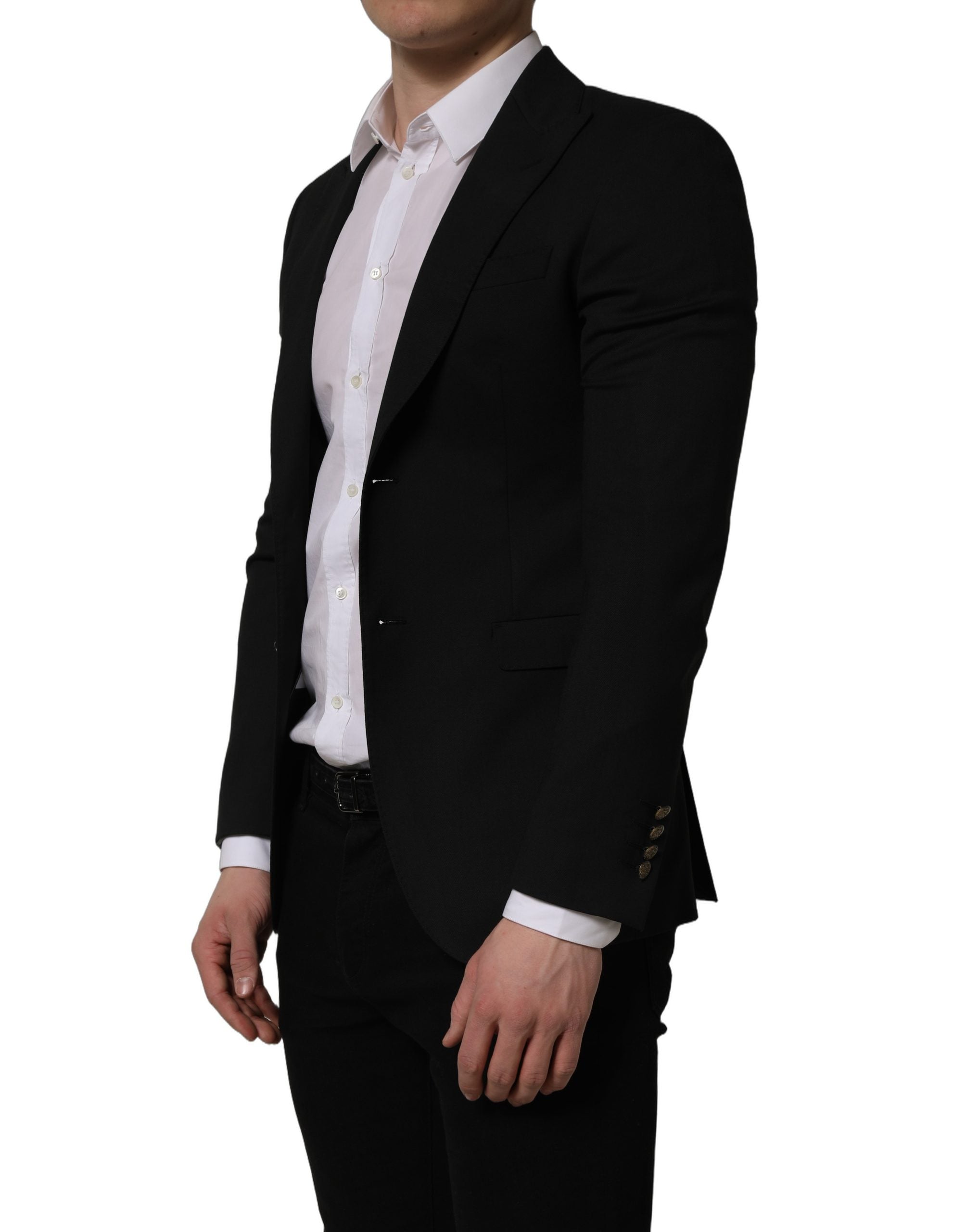 Dolce & Gabbana Black Polyester Single Breasted Blazer Men's Jacket