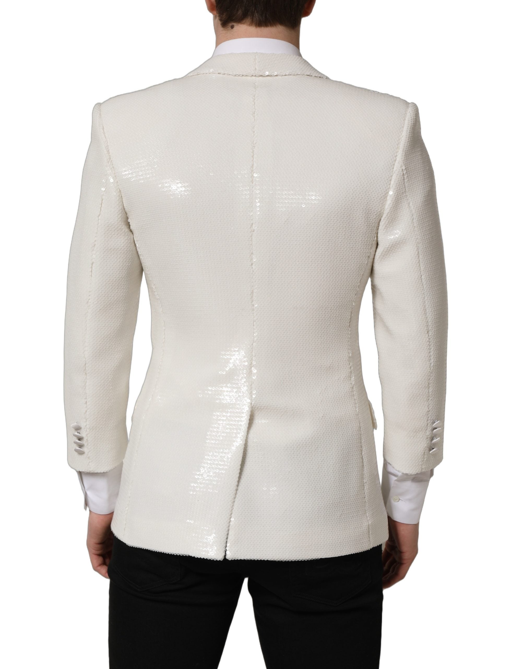 Dolce & Gabbana White Viscose Single Breasted Blazer Men's Jacket