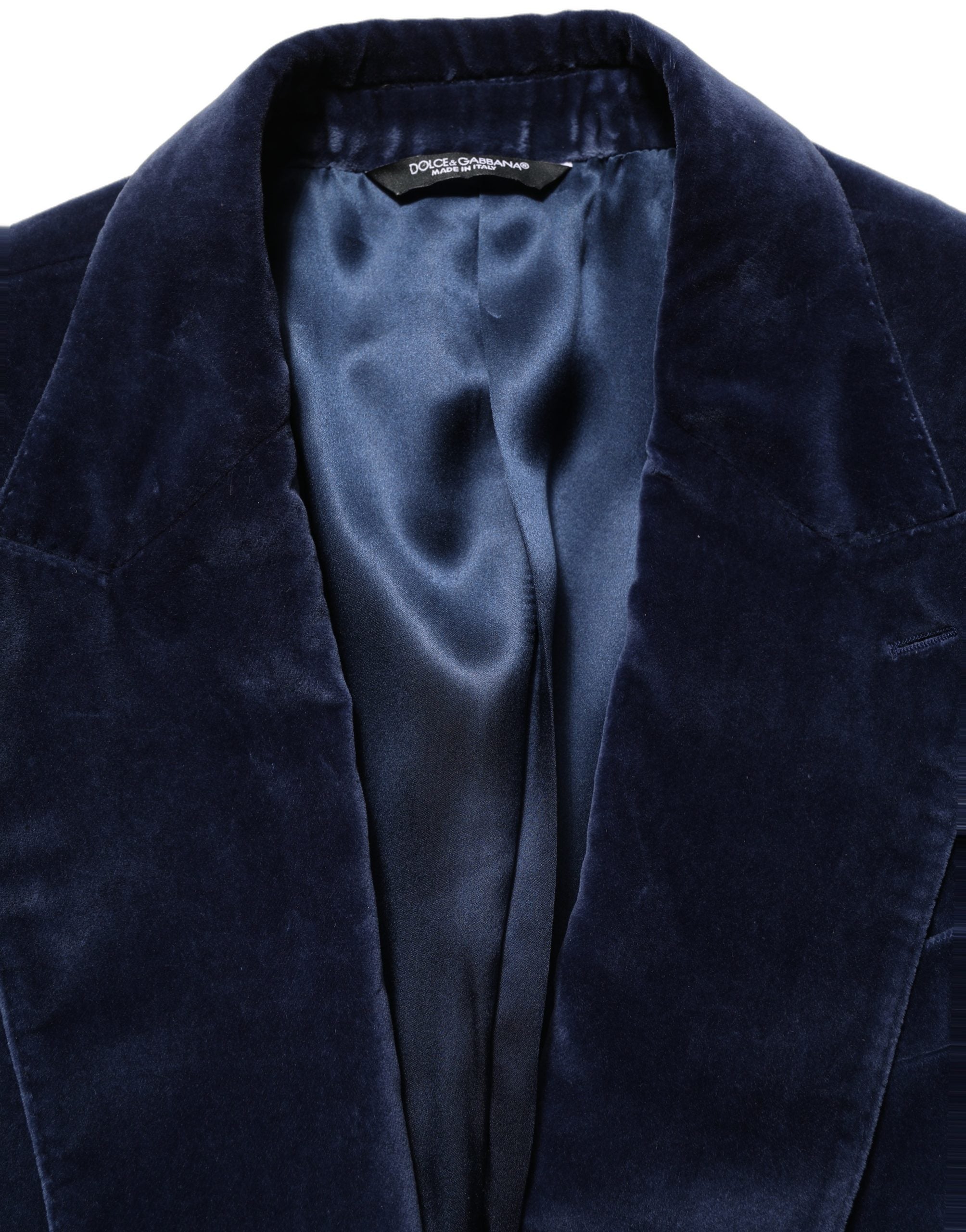 Dolce & Gabbana Blue Velvet Single Breasted Blazer Men's Jacket