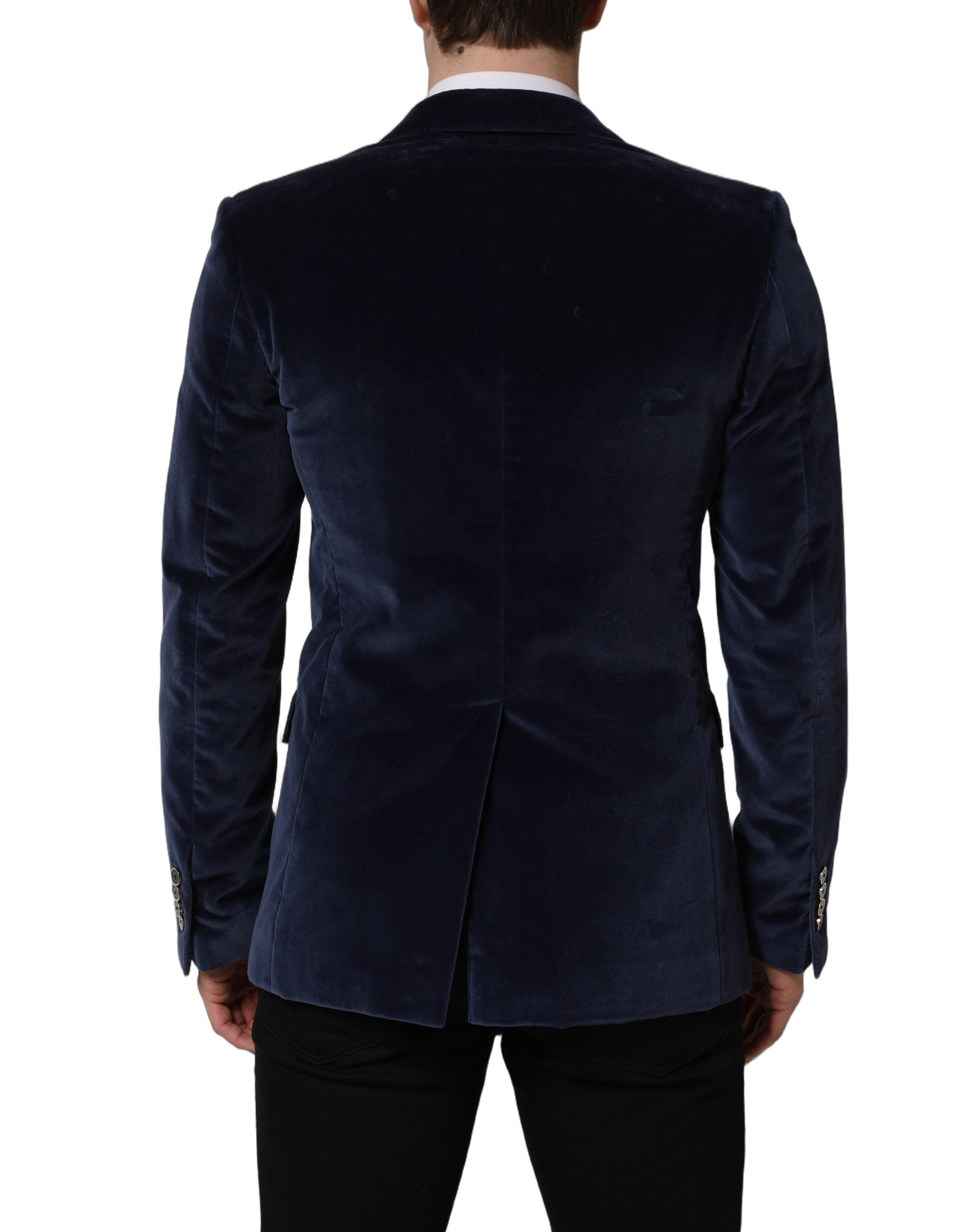 Dolce & Gabbana Blue Velvet Single Breasted Blazer Men's Jacket