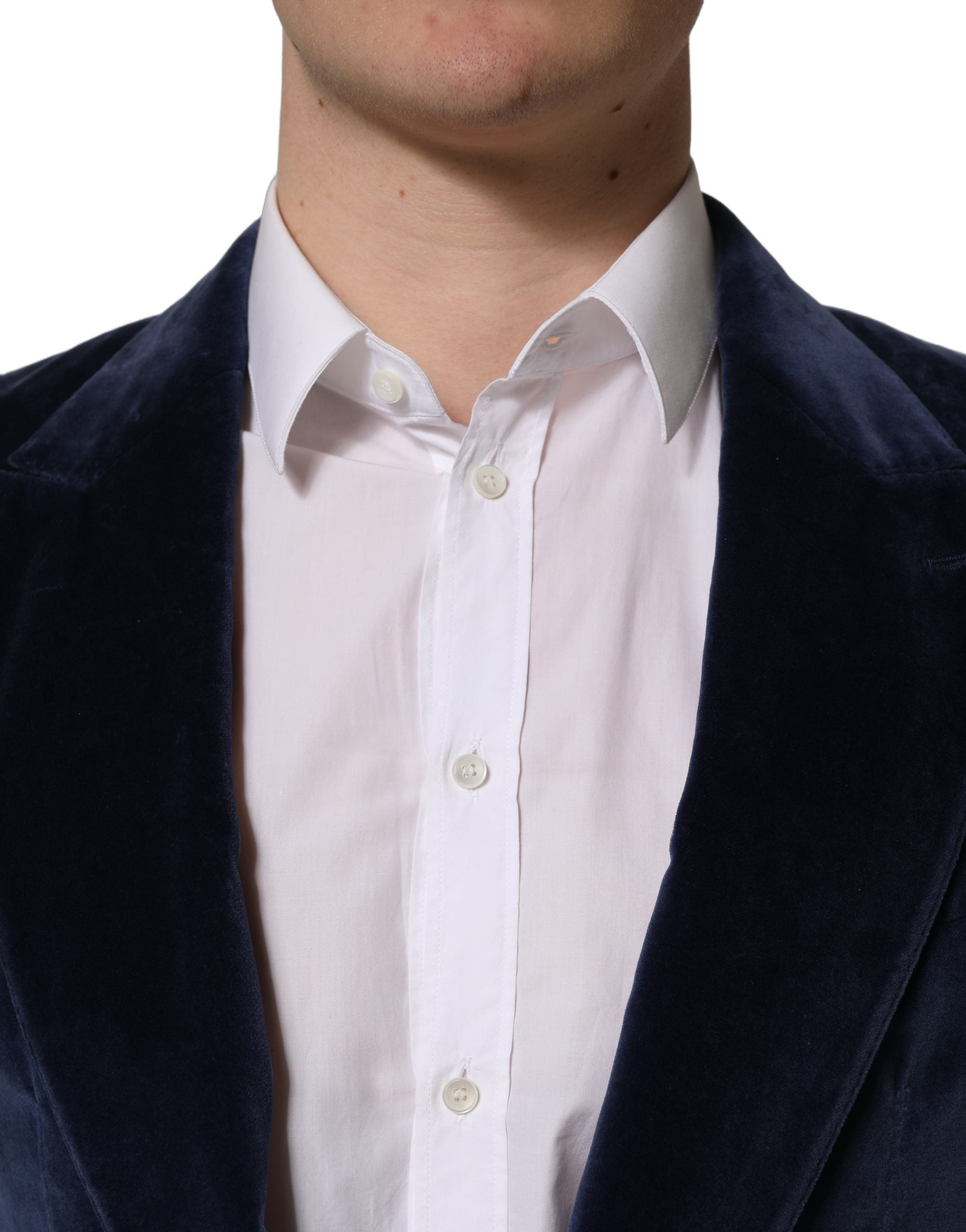 Dolce & Gabbana Blue Velvet Single Breasted Blazer Men's Jacket