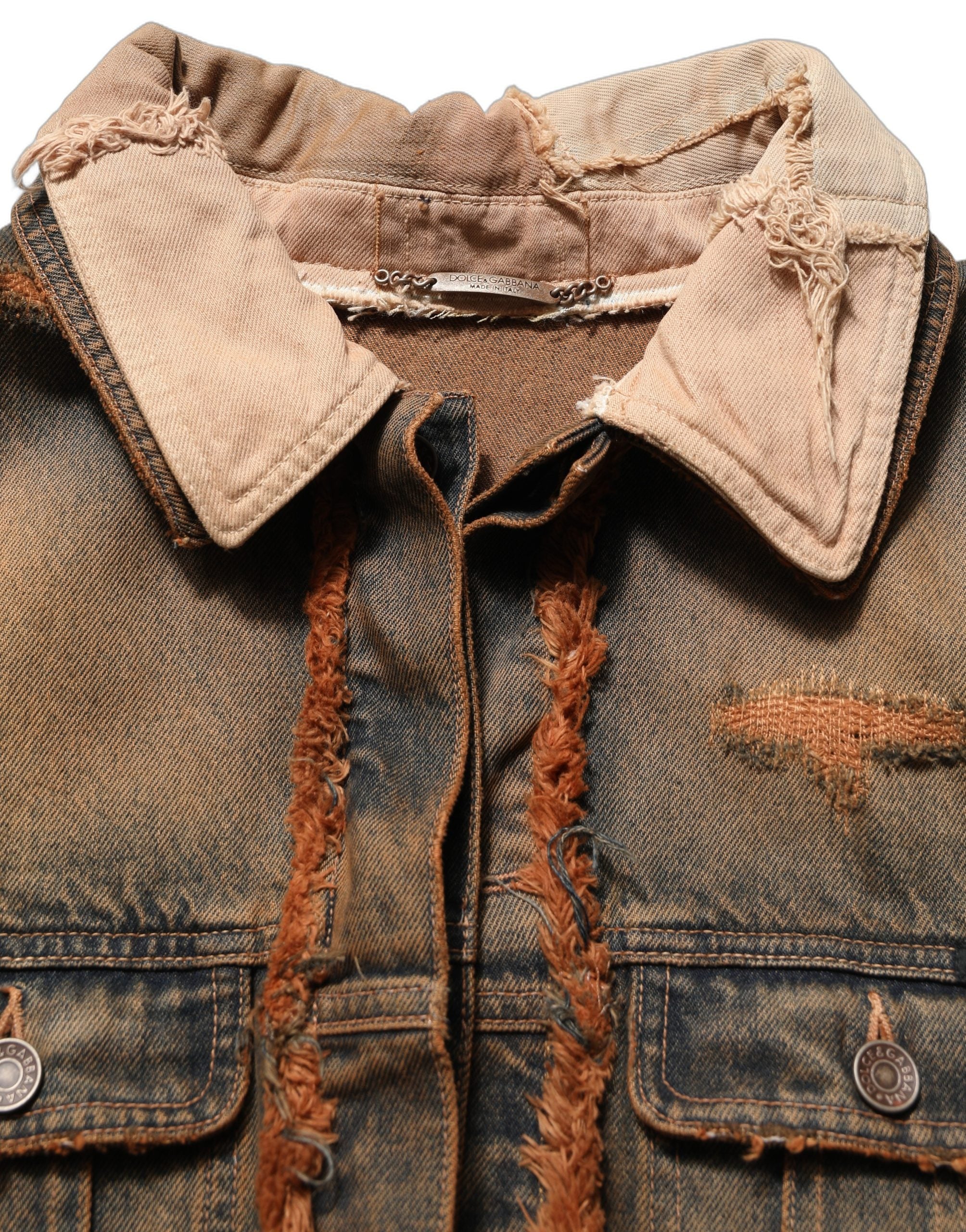 Dolce & Gabbana Multicolor Raw Cut Panelled Denim Men Men's Jacket