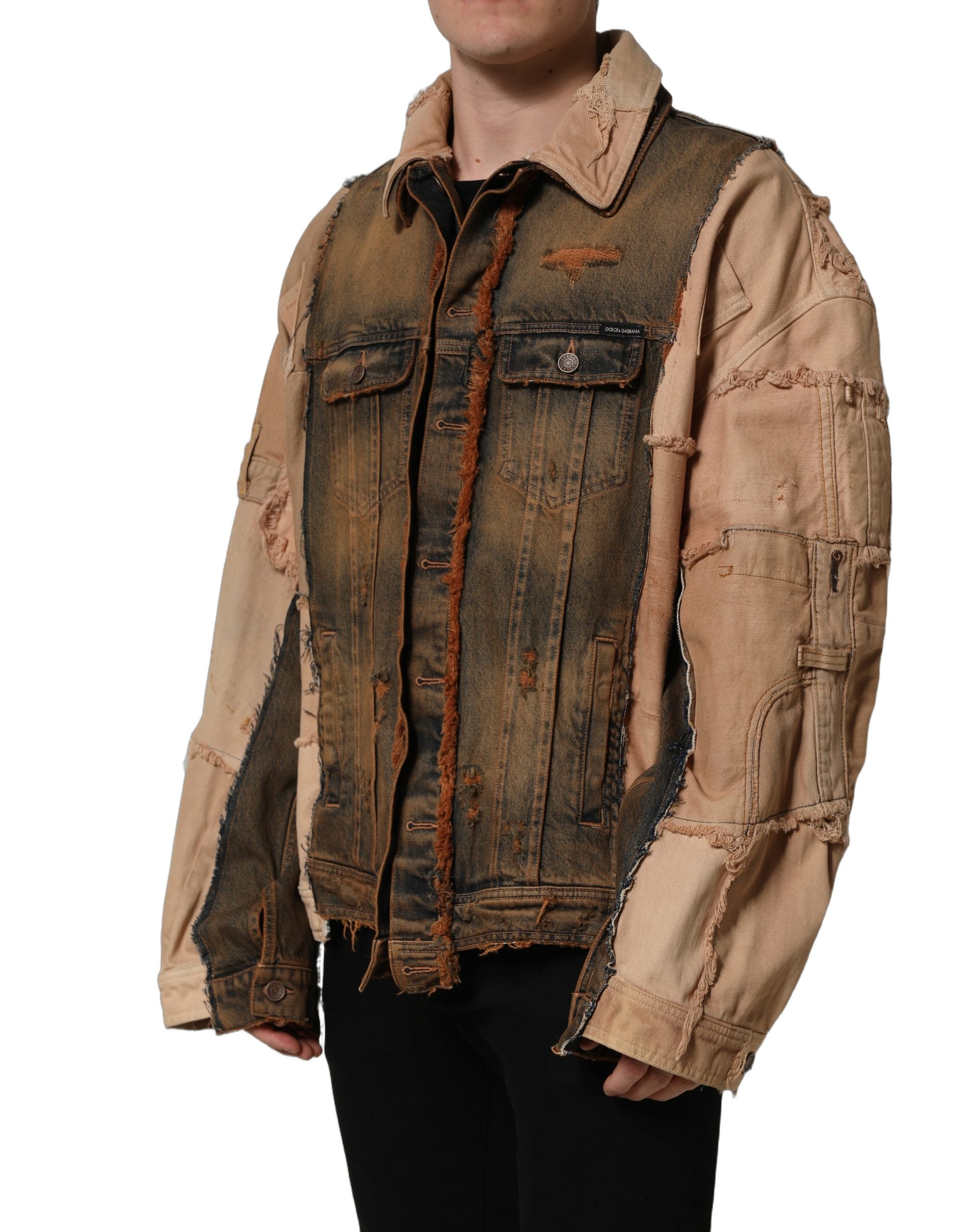 Dolce & Gabbana Multicolor Raw Cut Panelled Denim Men Men's Jacket
