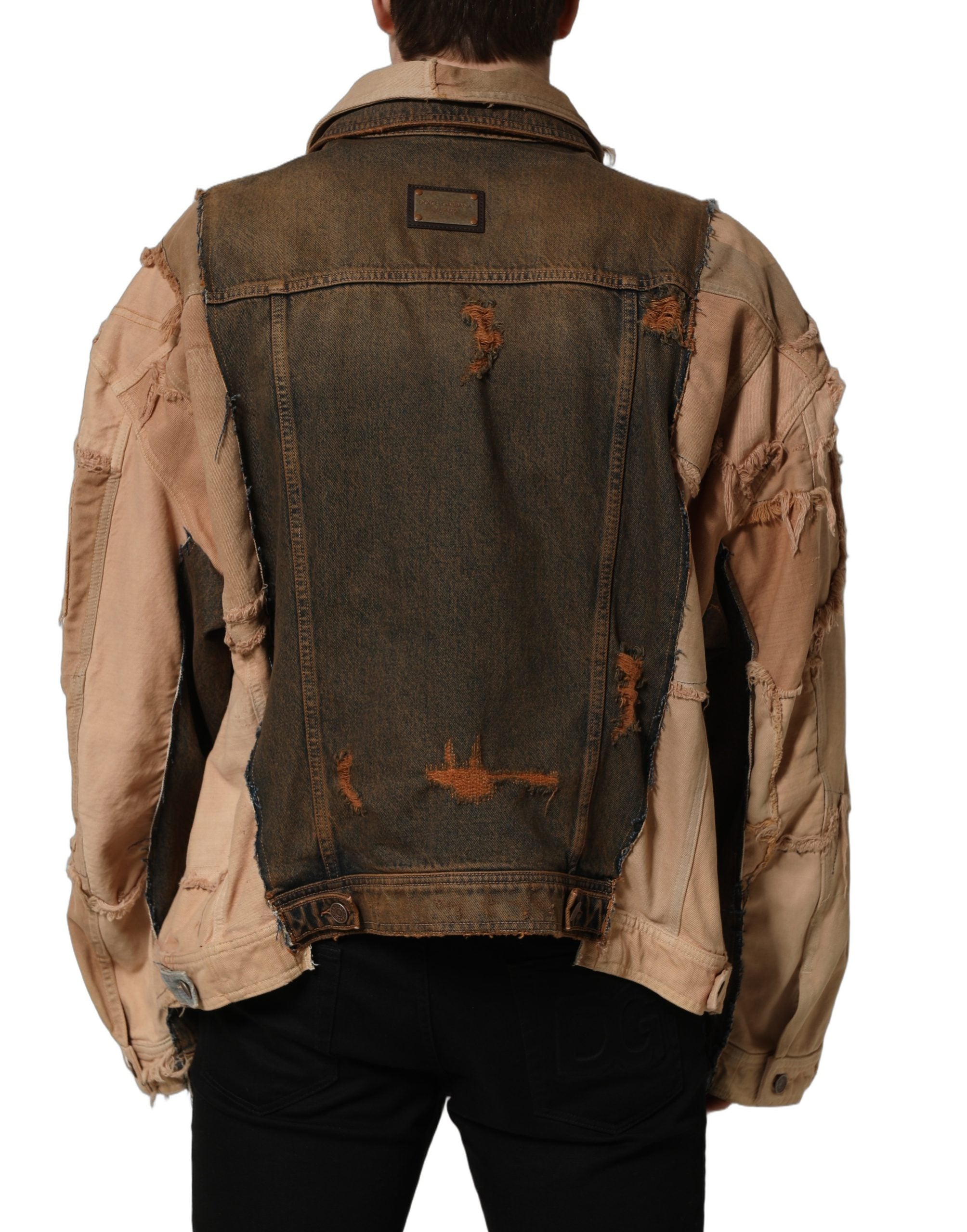 Dolce & Gabbana Multicolor Raw Cut Panelled Denim Men Men's Jacket