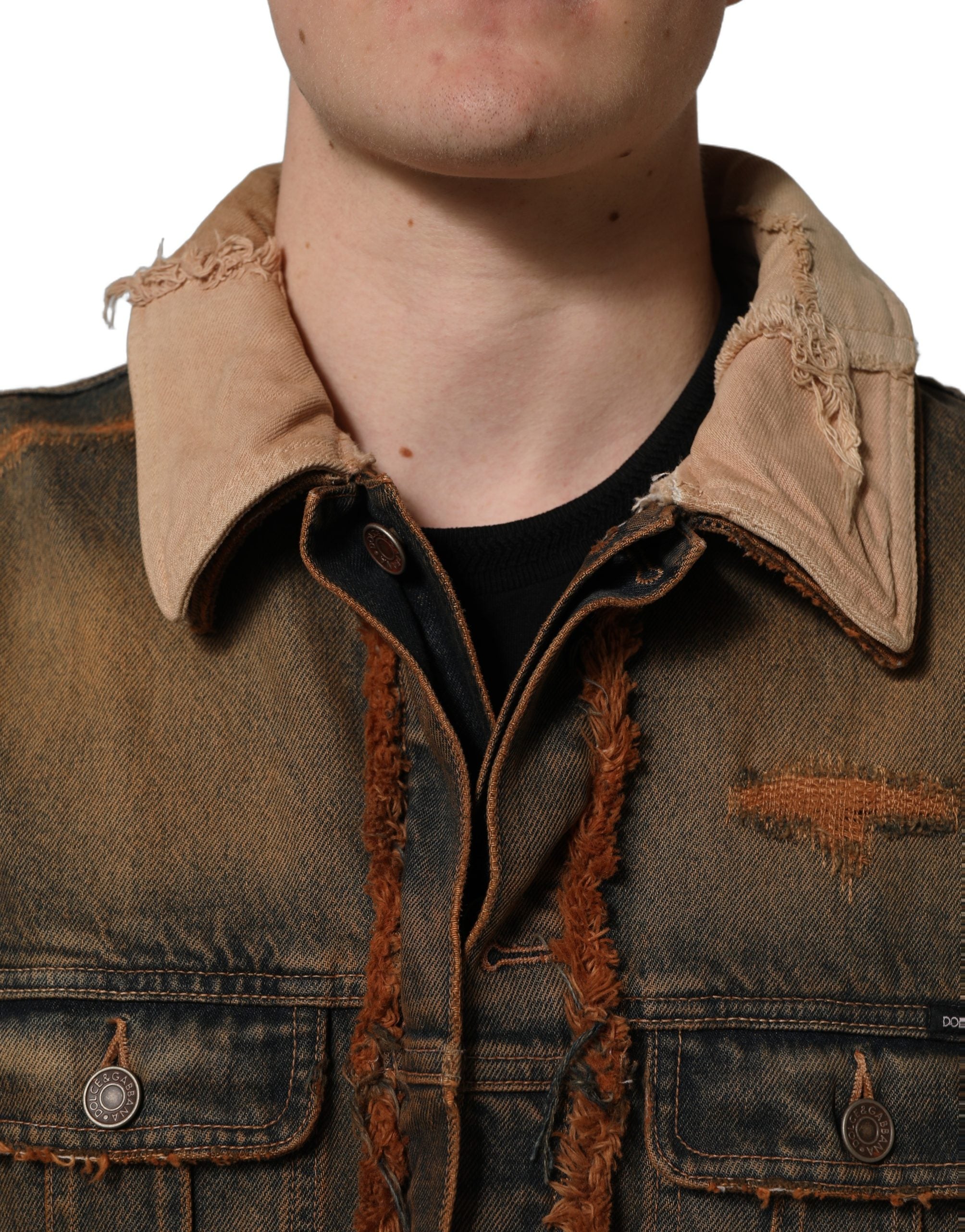 Dolce & Gabbana Multicolor Raw Cut Panelled Denim Men Men's Jacket