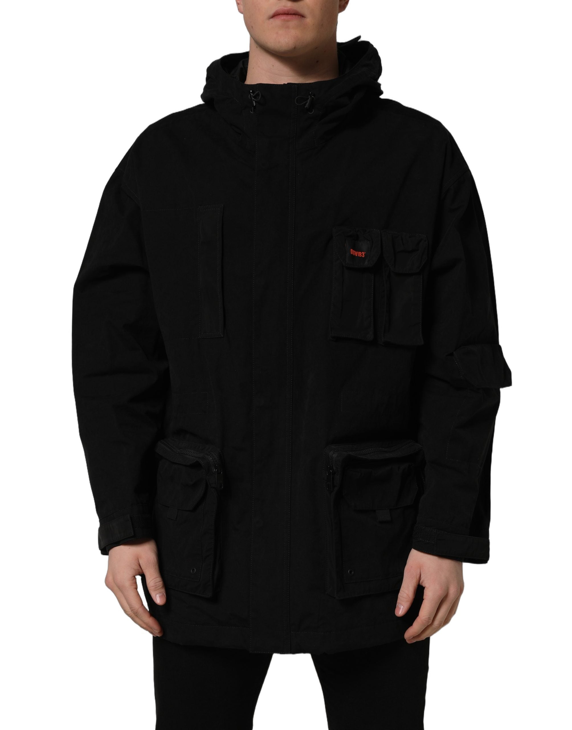 Dolce & Gabbana Black Nylon Men Hooded Windbreaker Men's Jacket