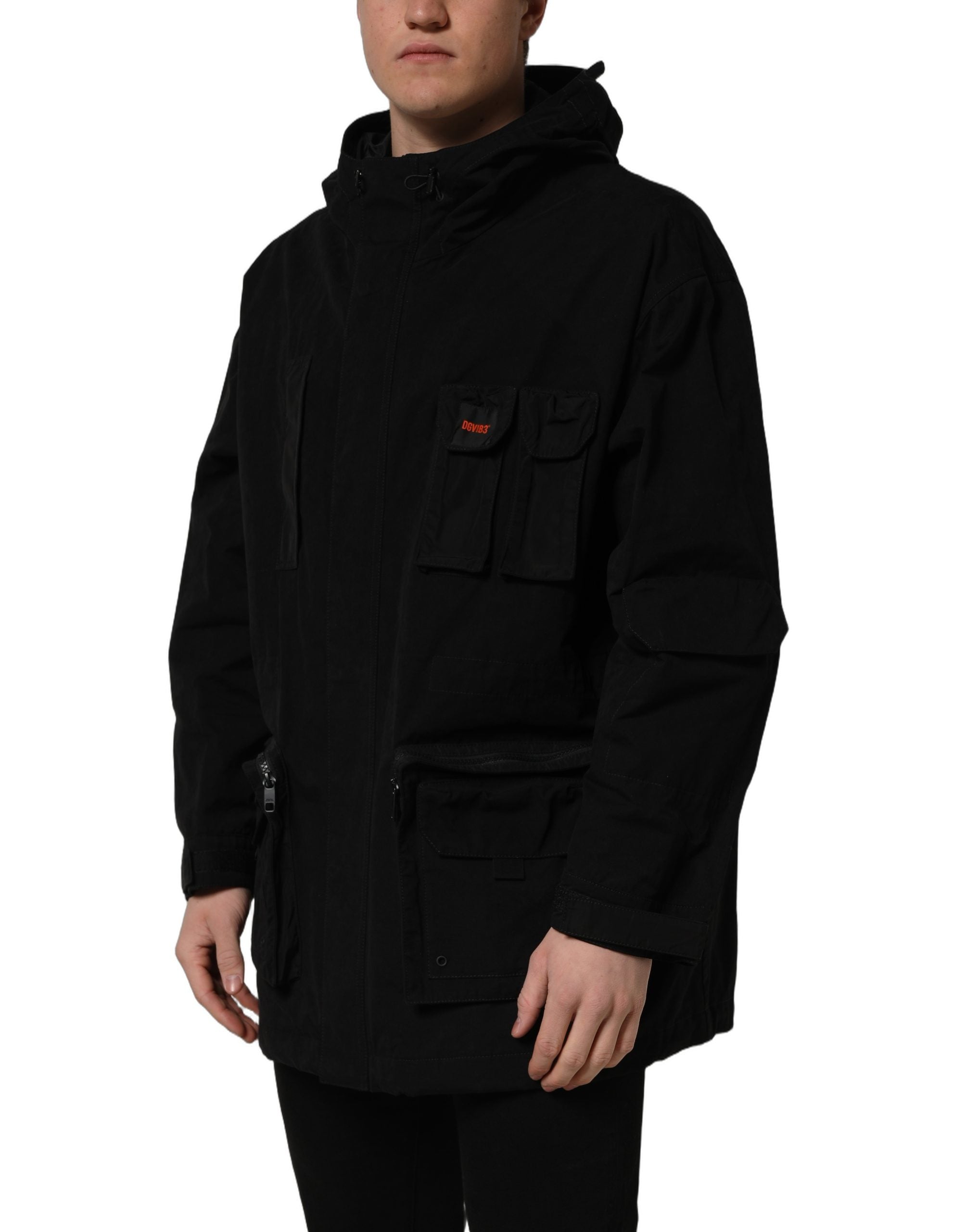 Dolce & Gabbana Black Nylon Men Hooded Windbreaker Men's Jacket