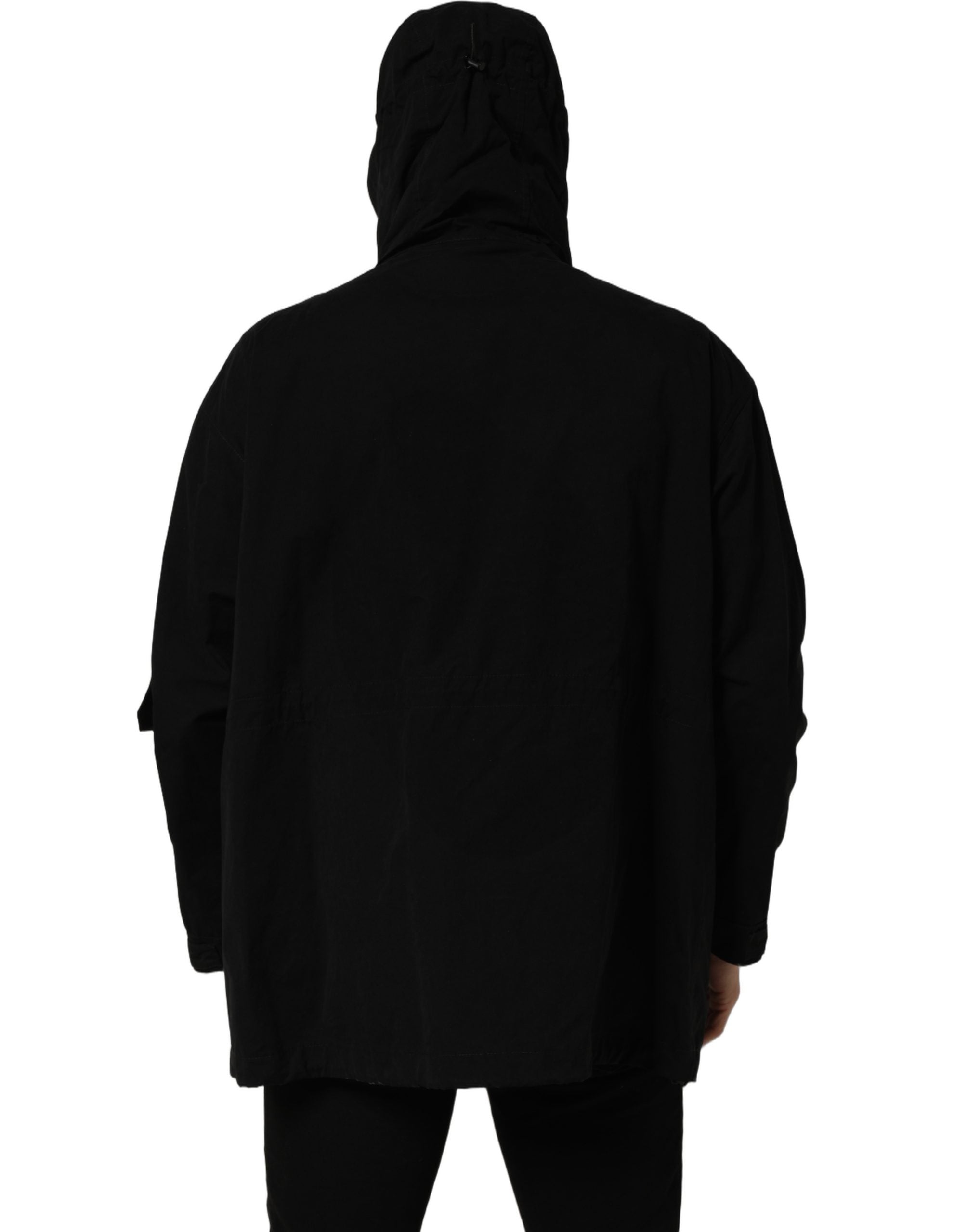 Dolce & Gabbana Black Nylon Men Hooded Windbreaker Men's Jacket