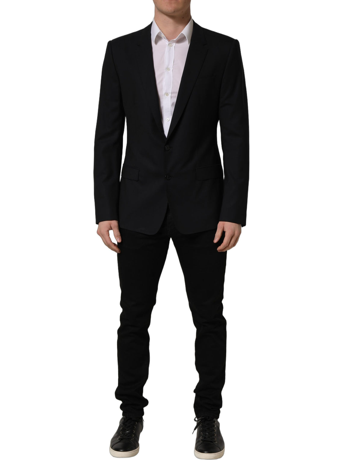 Dolce & Gabbana Dark Blue Wool Single Breasted Blazer Men's Jacket