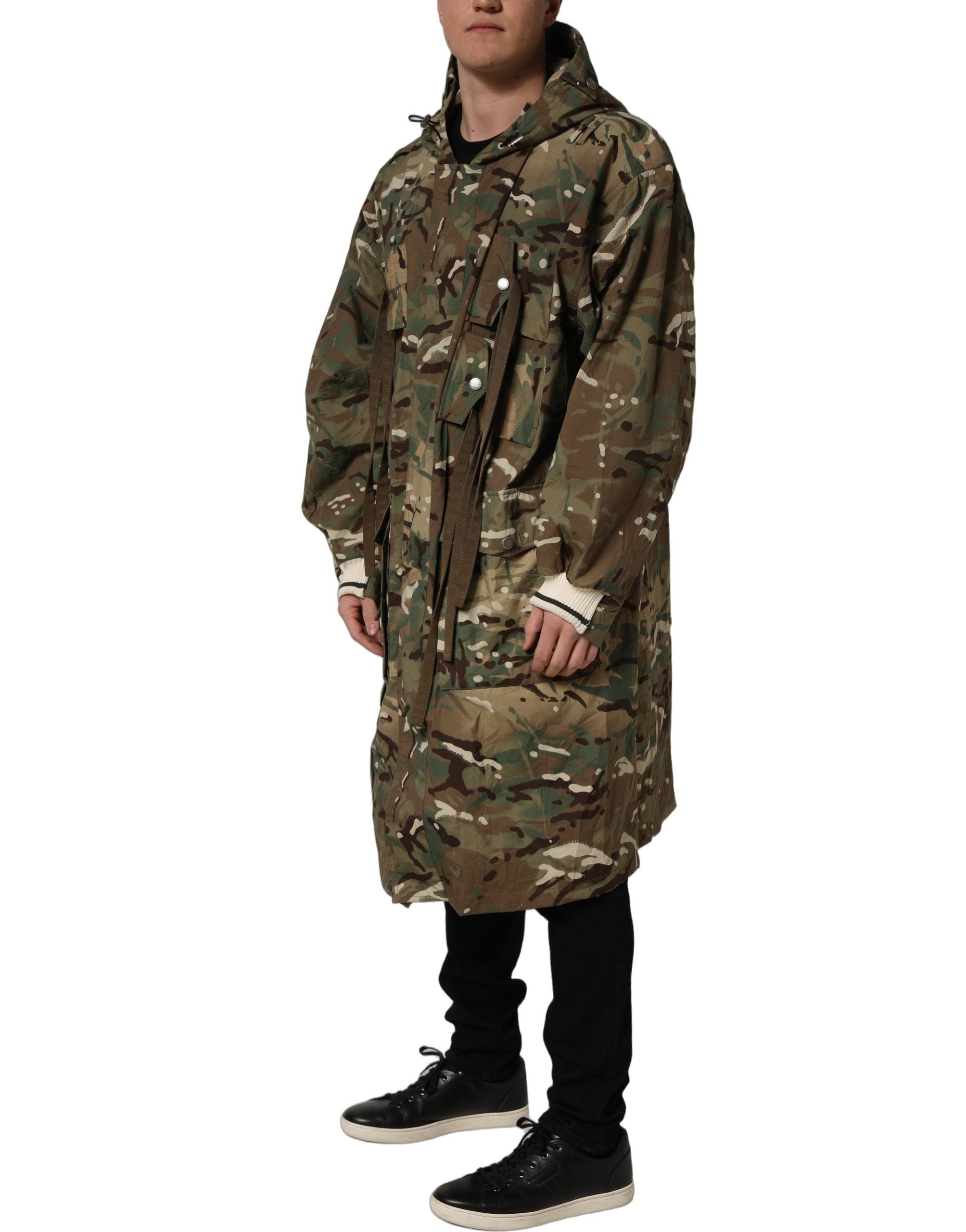 Dolce & Gabbana Multicolor Camouflage Hooded Coat Men's Jacket
