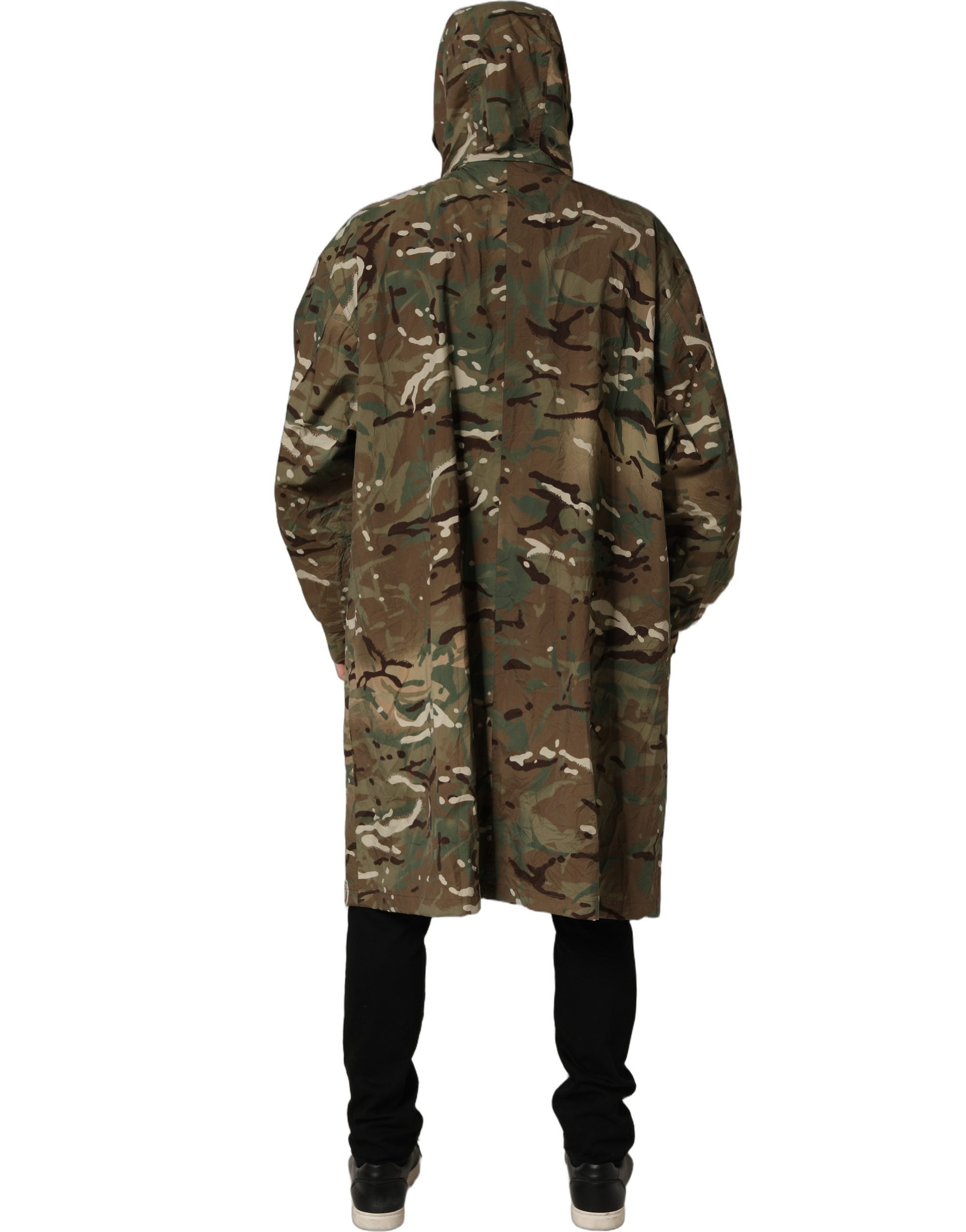 Dolce & Gabbana Multicolor Camouflage Hooded Coat Men's Jacket