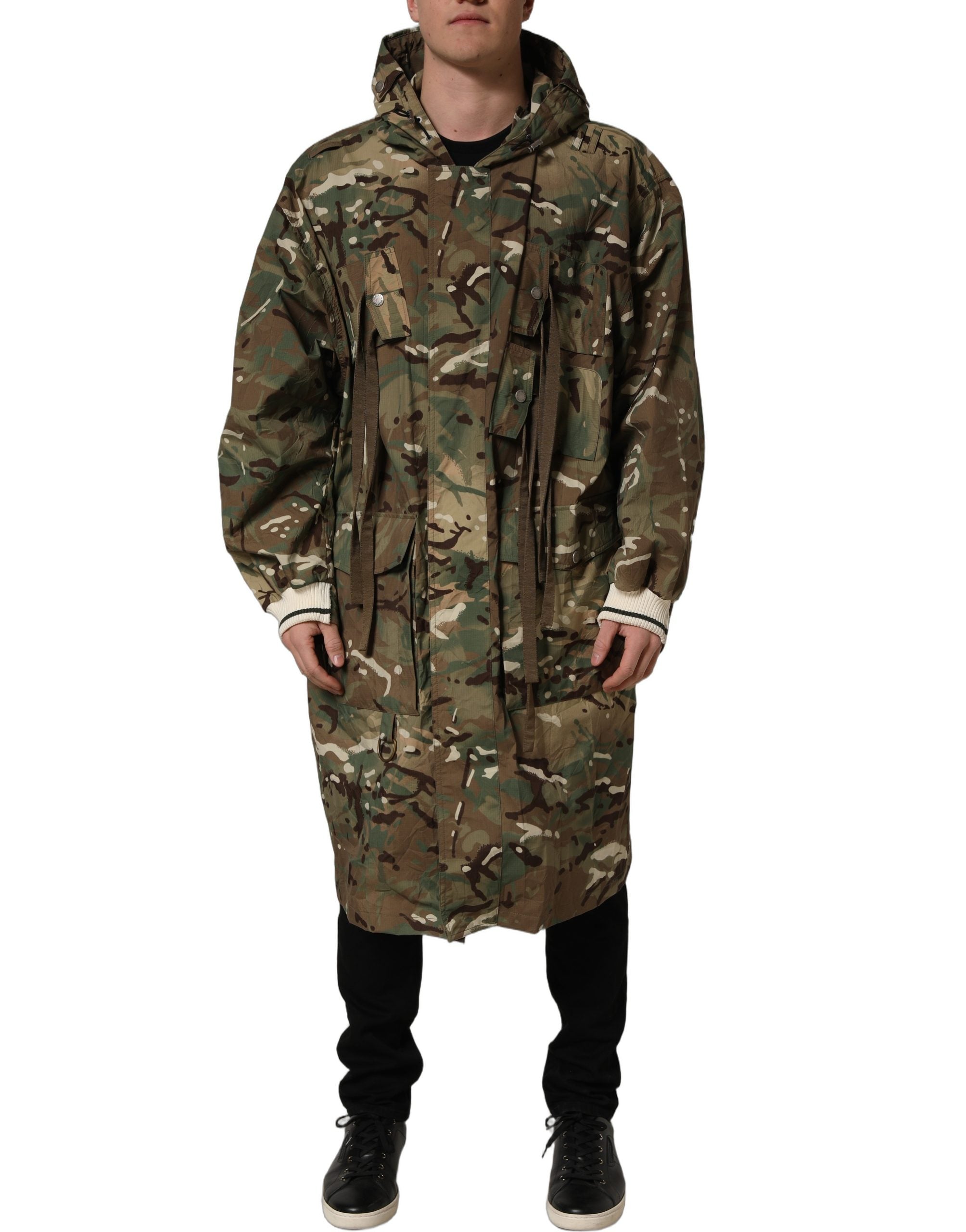 Dolce & Gabbana Multicolor Camouflage Hooded Coat Men's Jacket