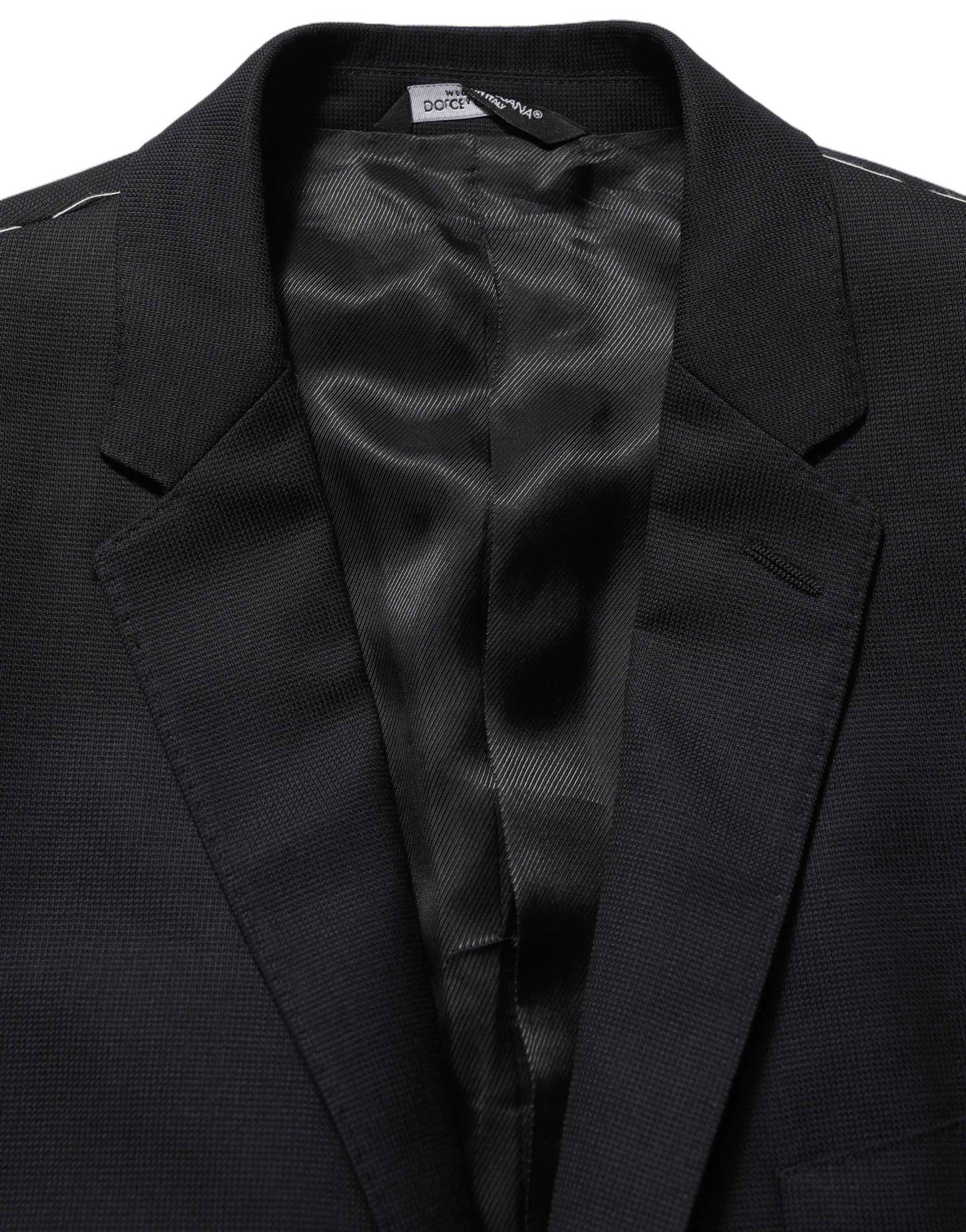 Dolce & Gabbana Dark Blue Wool Single Breasted Blazer Men's Jacket