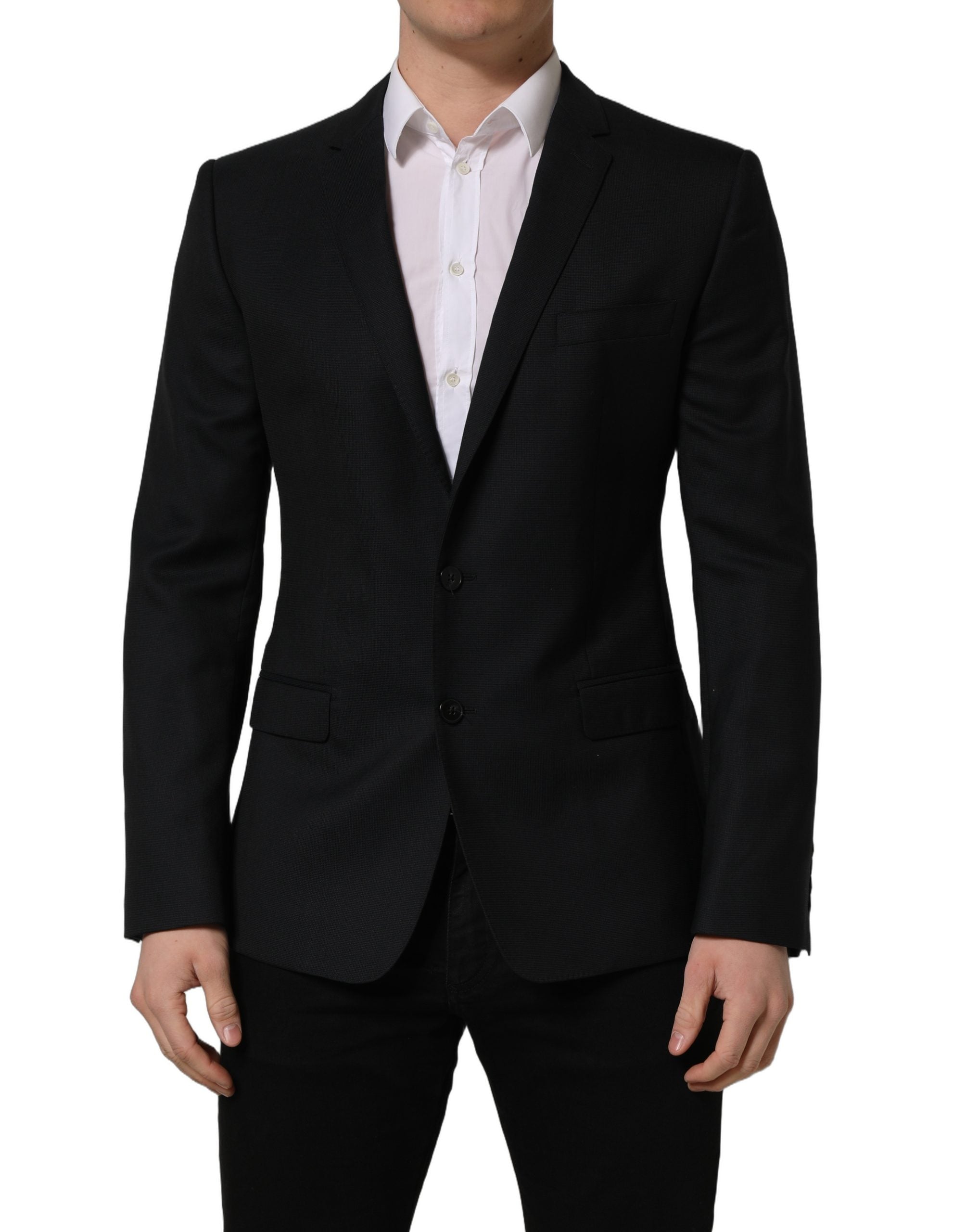 Dolce & Gabbana Dark Blue Wool Single Breasted Blazer Men's Jacket