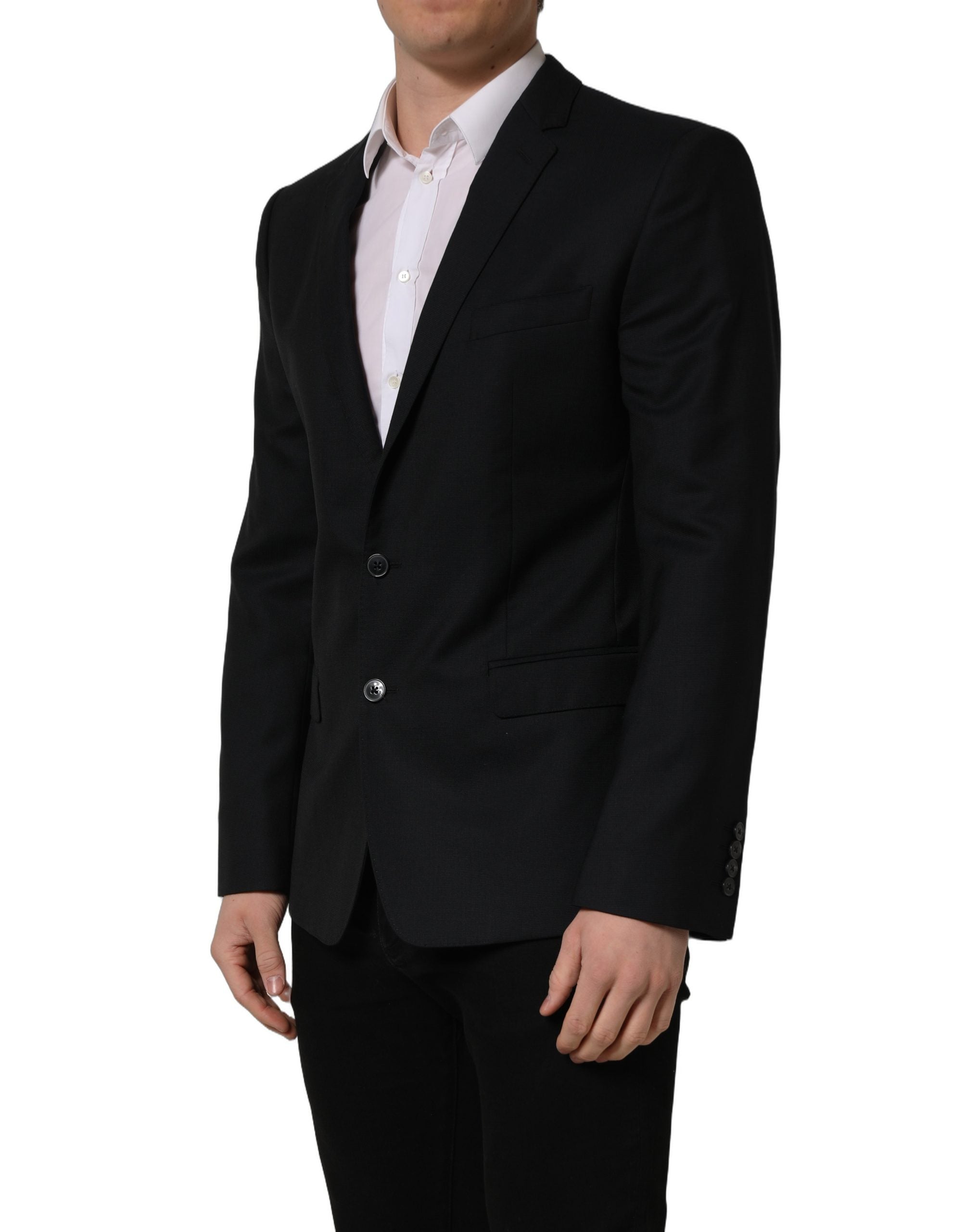 Dolce & Gabbana Dark Blue Wool Single Breasted Blazer Men's Jacket