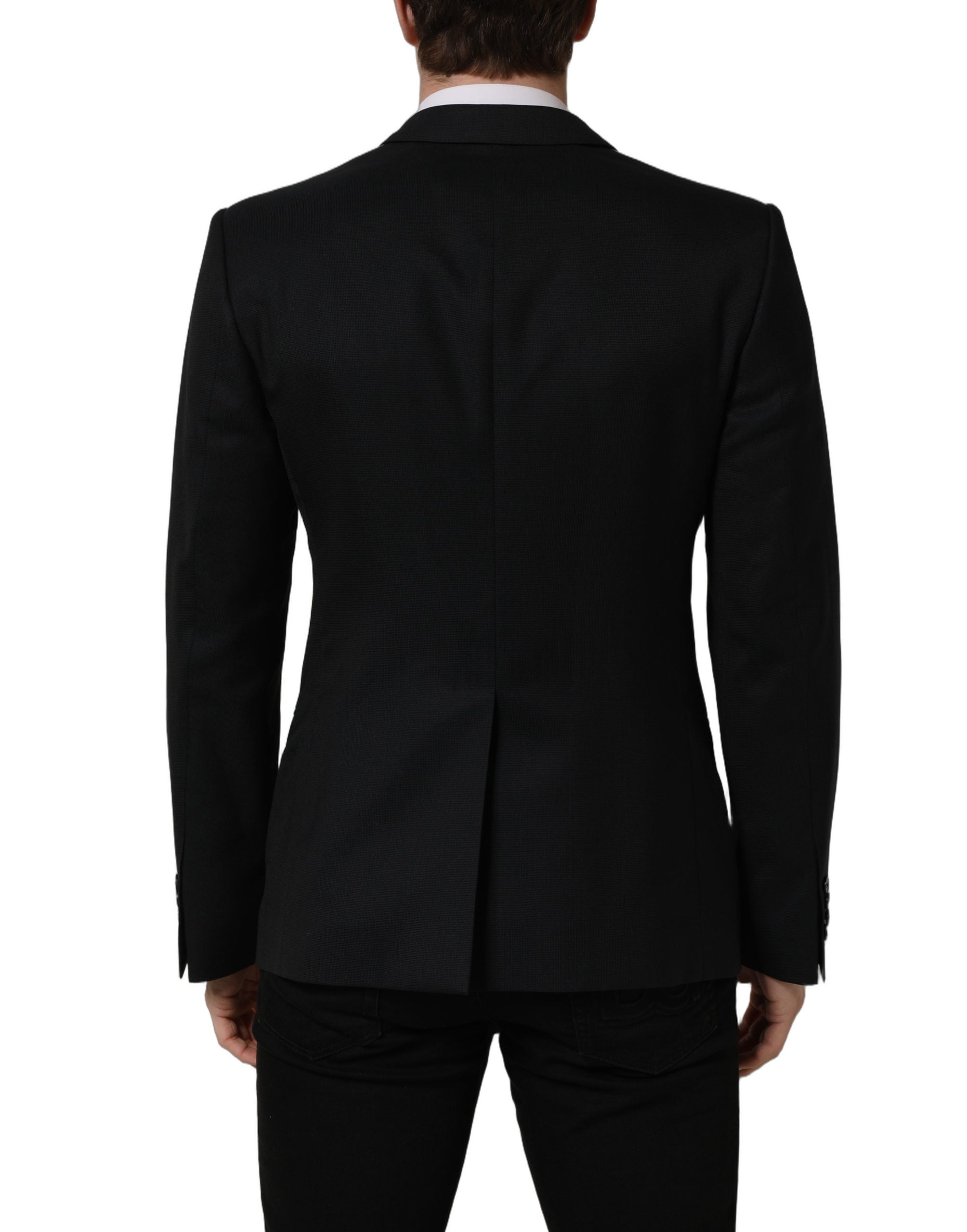 Dolce & Gabbana Dark Blue Wool Single Breasted Blazer Men's Jacket