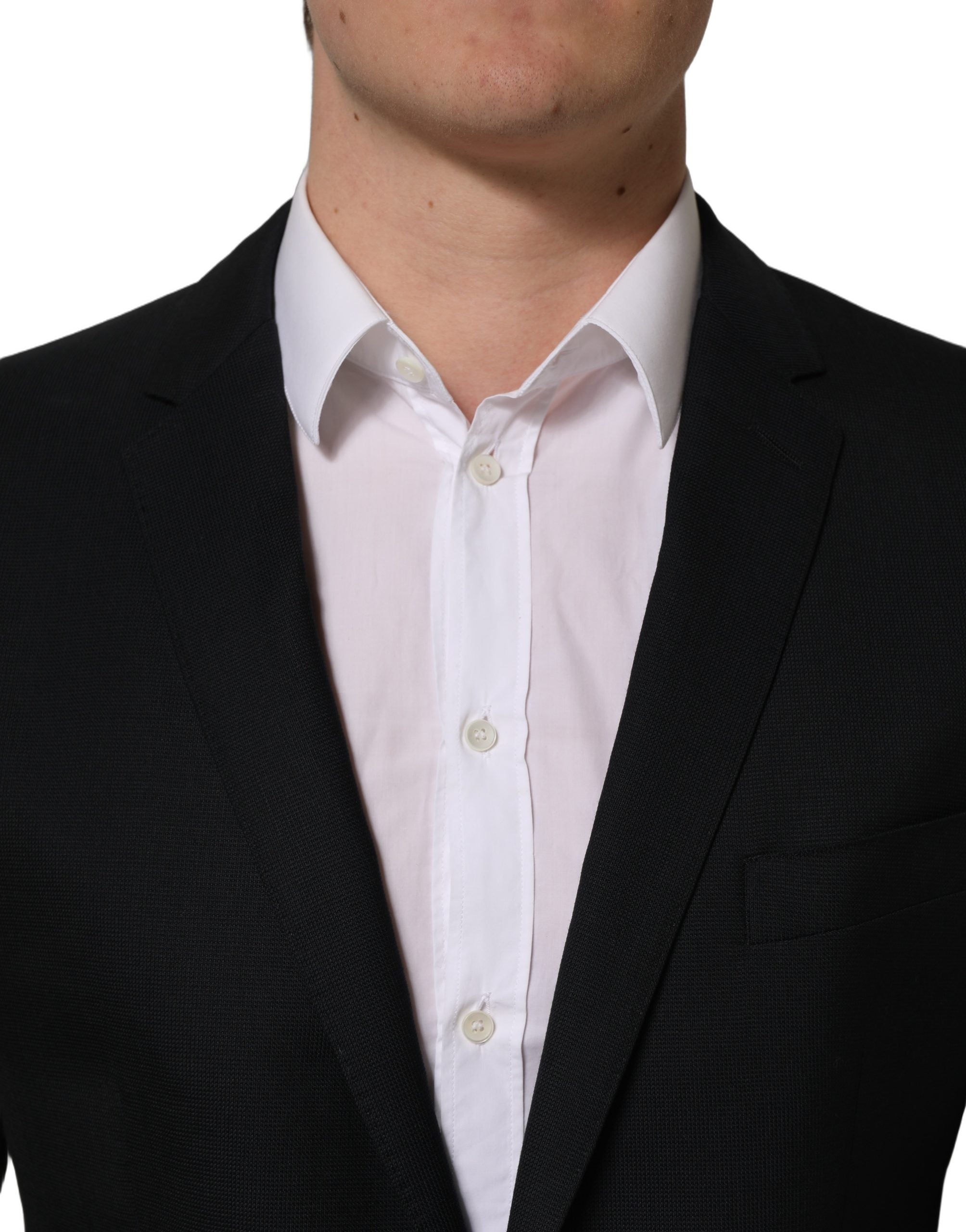 Dolce & Gabbana Dark Blue Wool Single Breasted Blazer Men's Jacket