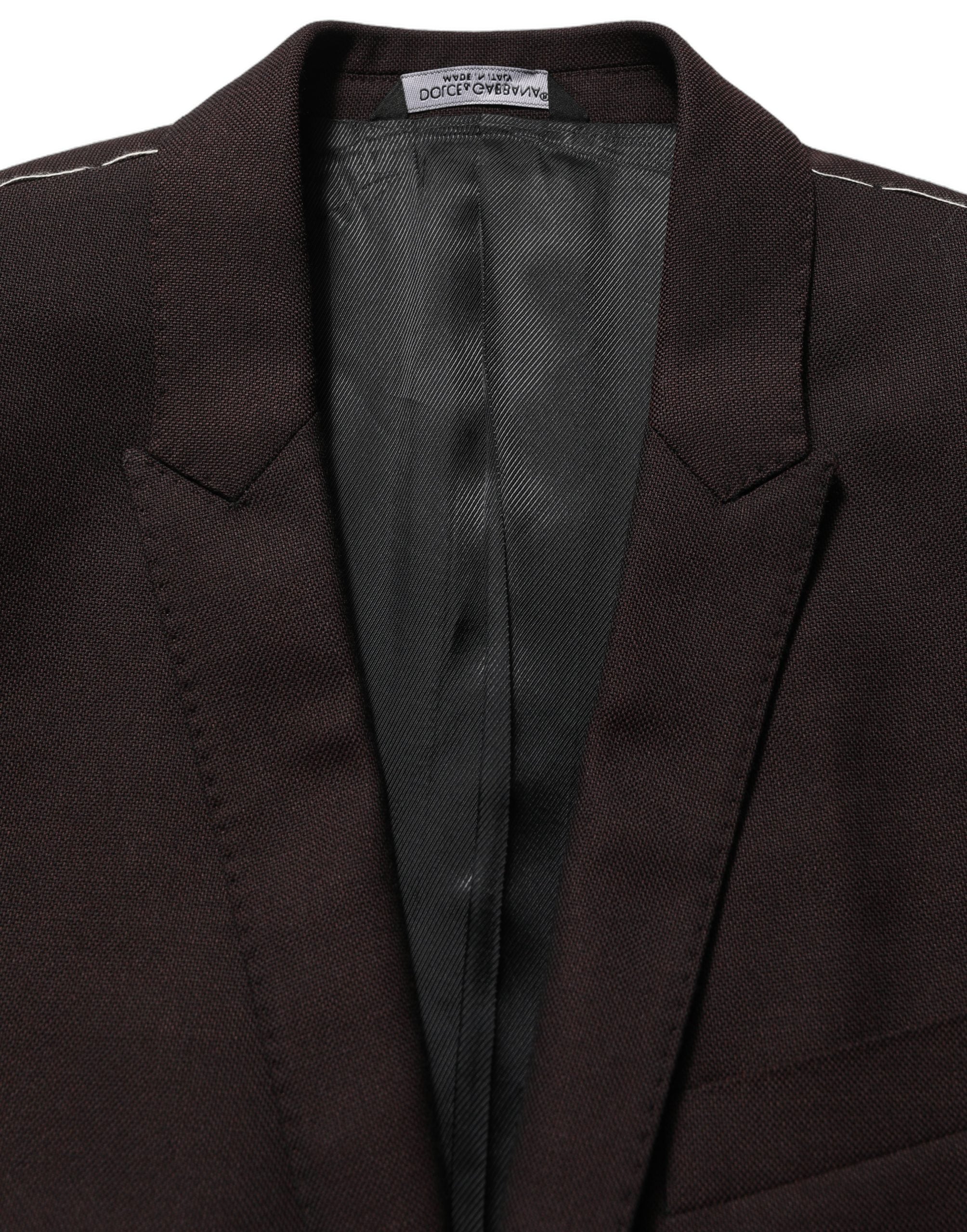 Dolce & Gabbana Brown Wool GOLD Single Breasted Men Men's Jacket