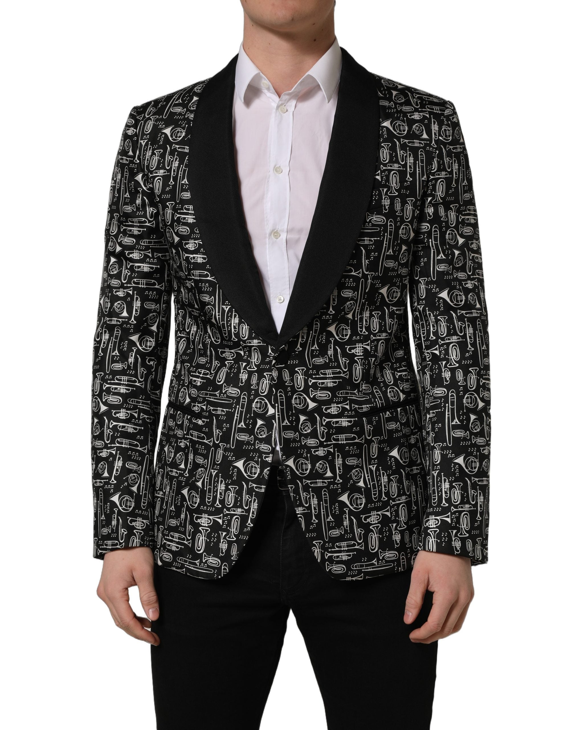 Dolce & Gabbana Black Crystal Embellished Coat Blazer Men's Jacket