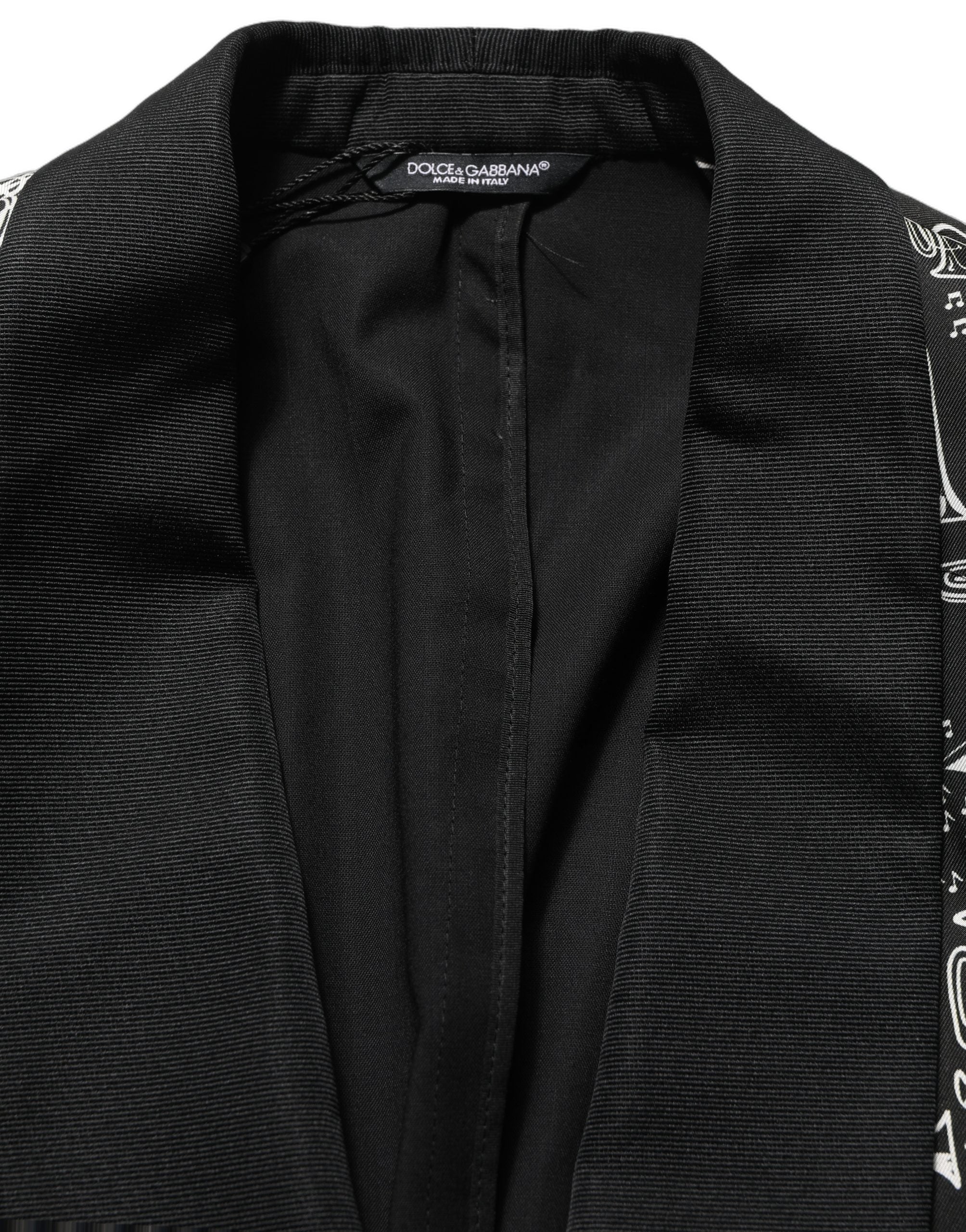 Dolce & Gabbana Black Crystal Embellished Coat Blazer Men's Jacket