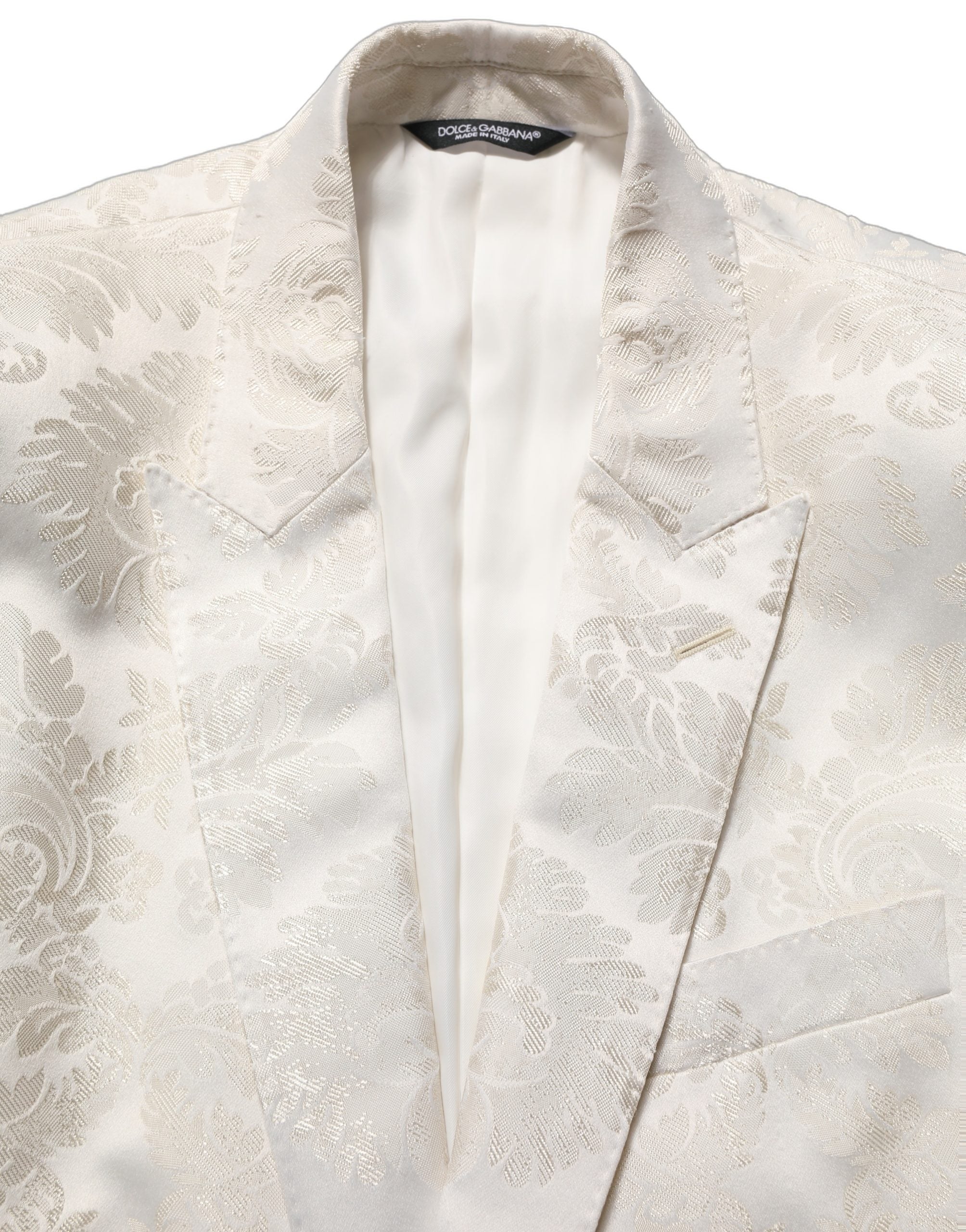 Dolce & Gabbana Off White Floral Single Breasted Men Men's Jacket
