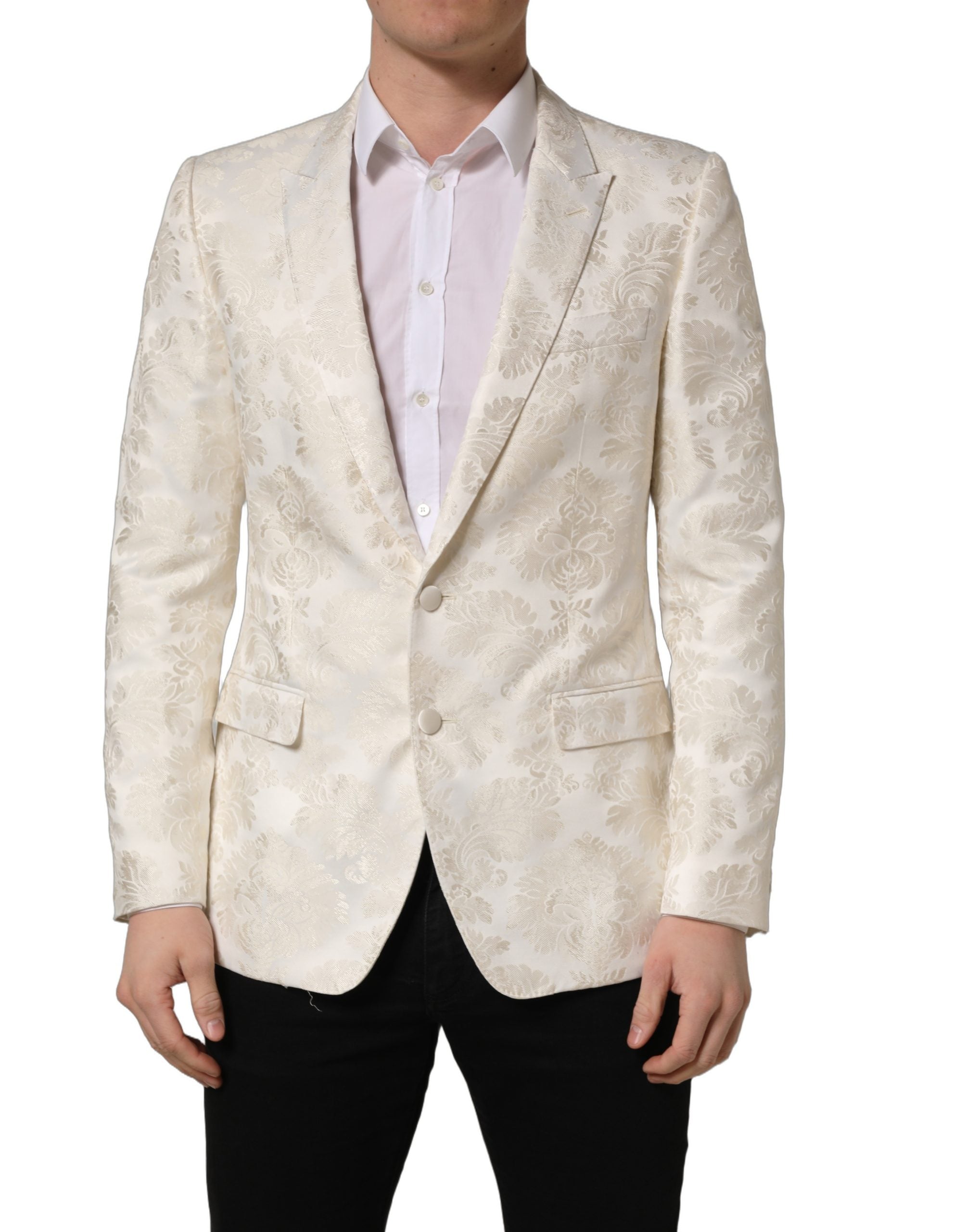 Dolce & Gabbana Off White Floral Single Breasted Men Men's Jacket
