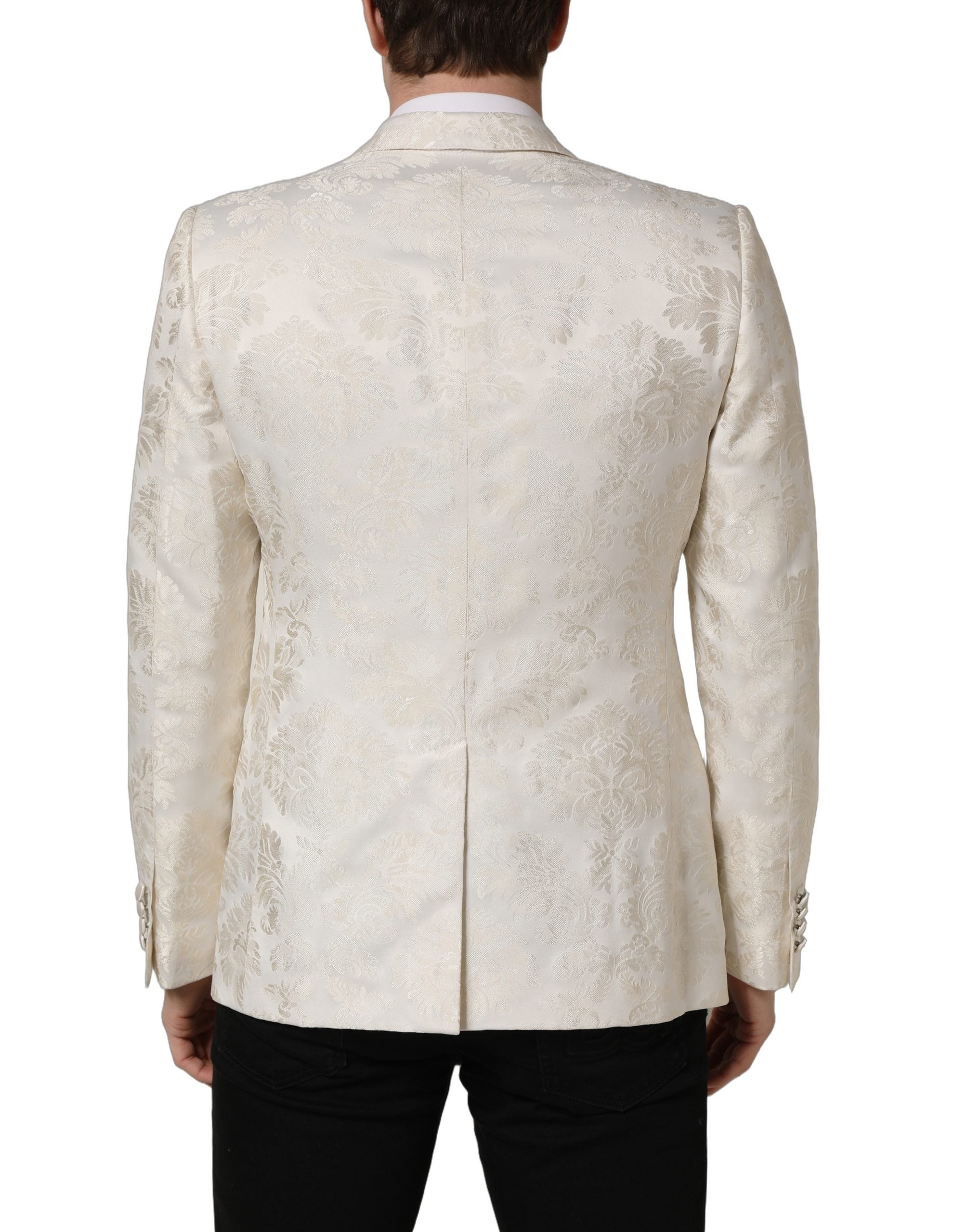 Dolce & Gabbana Off White Floral Single Breasted Men Men's Jacket