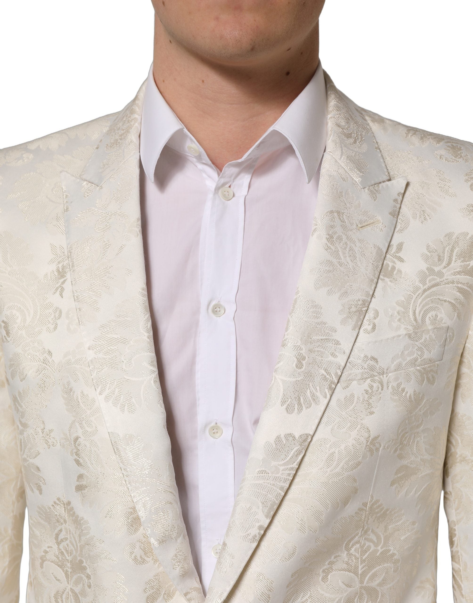 Dolce & Gabbana Off White Floral Single Breasted Men Men's Jacket