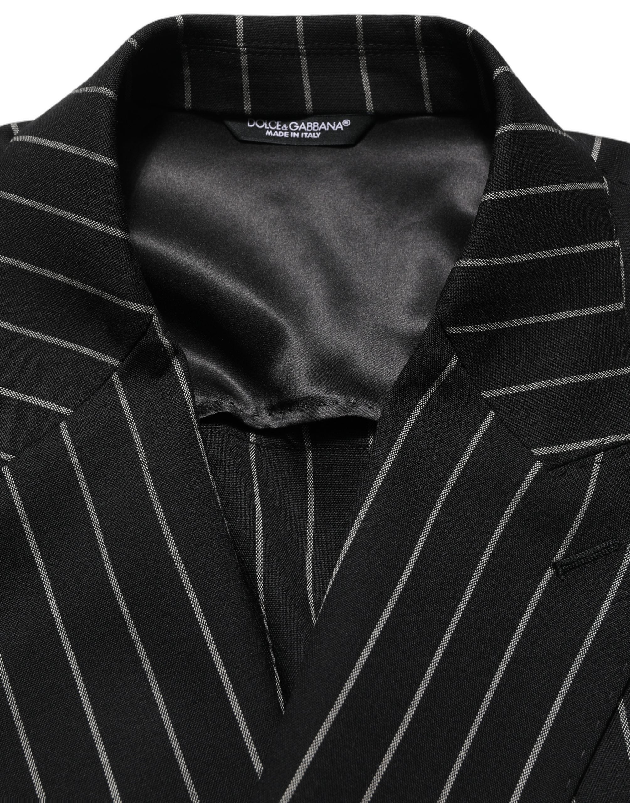 Dolce & Gabbana Dark Gray Stripes Wool Double Breasted Men's Jacket