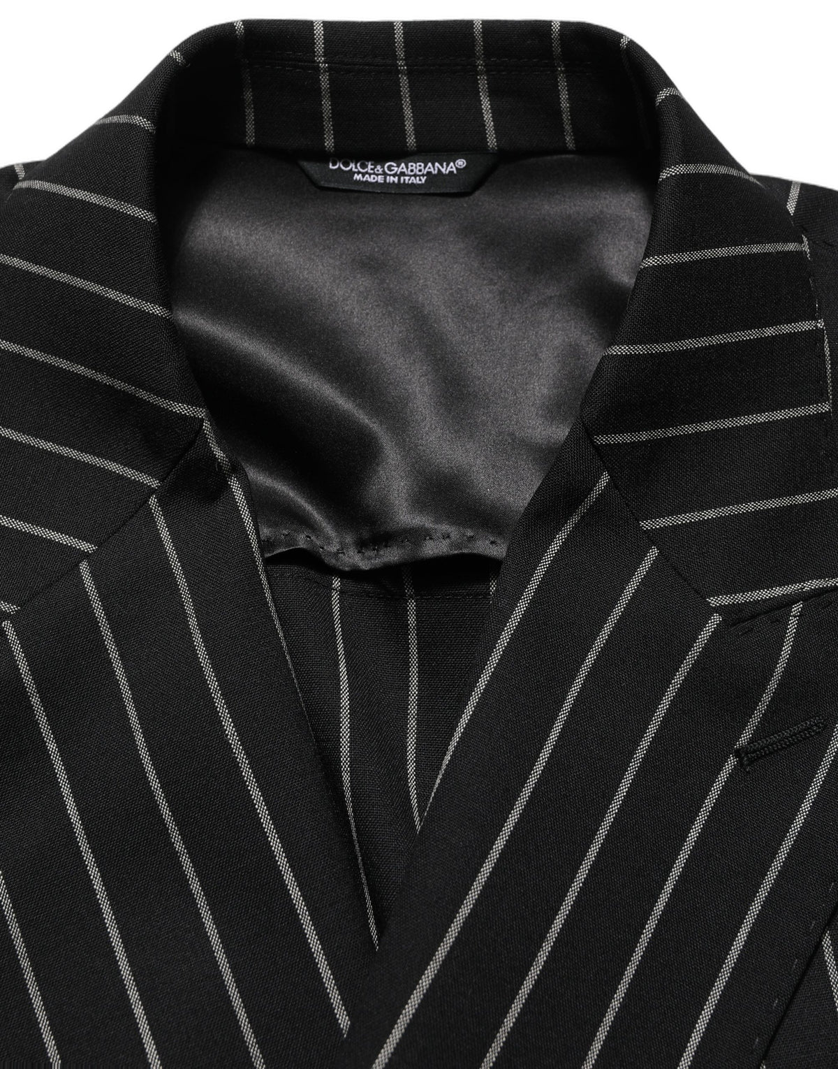 Dolce & Gabbana Dark Gray Stripes Wool Double Breasted Men's Jacket