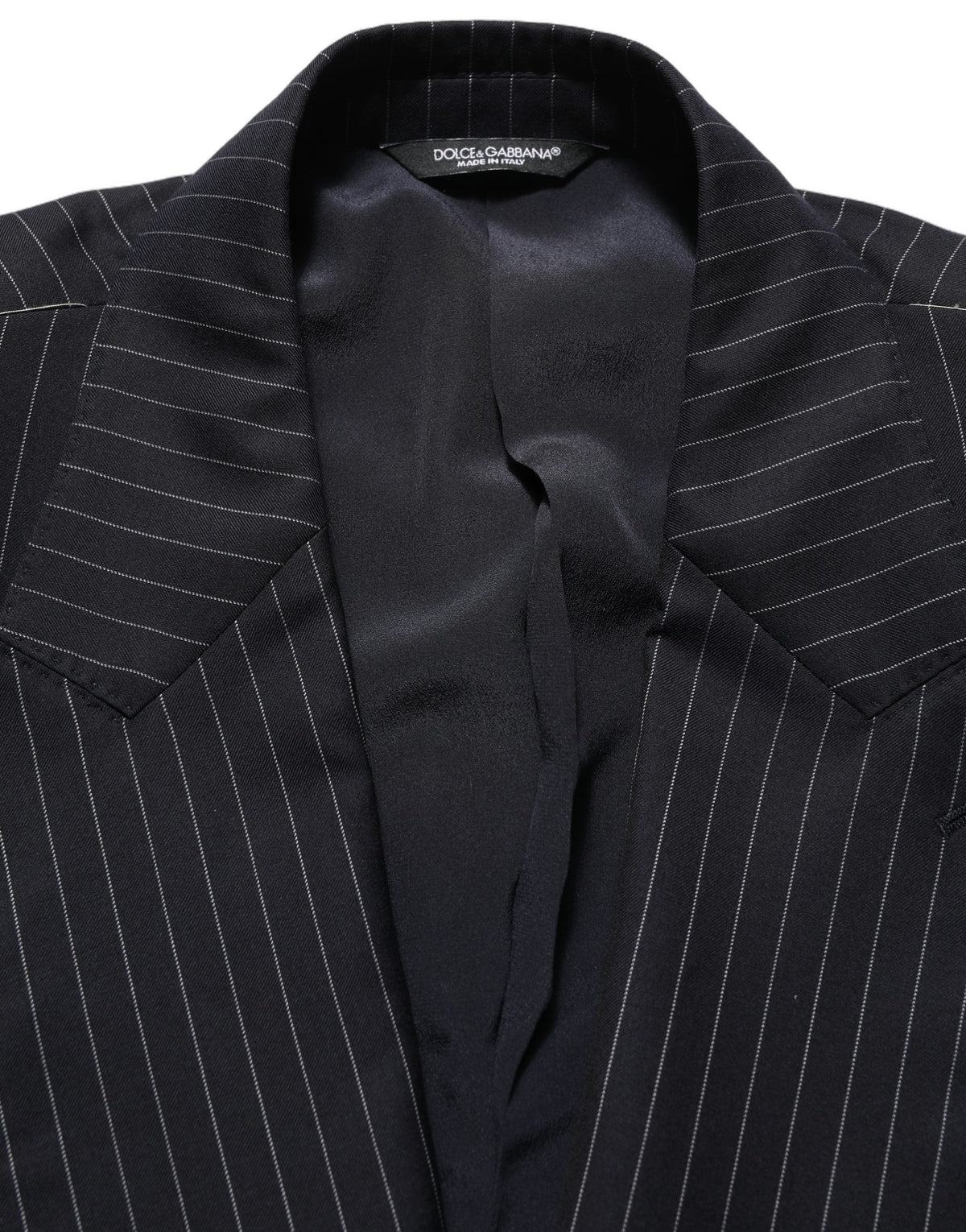 Dolce & Gabbana Dark Gray Stripes Wool Double Breasted Men's Jacket