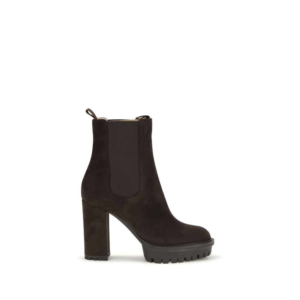 Gianvito Rossi Brown Calf Leather Bos Taurus Ankle Women's Boots