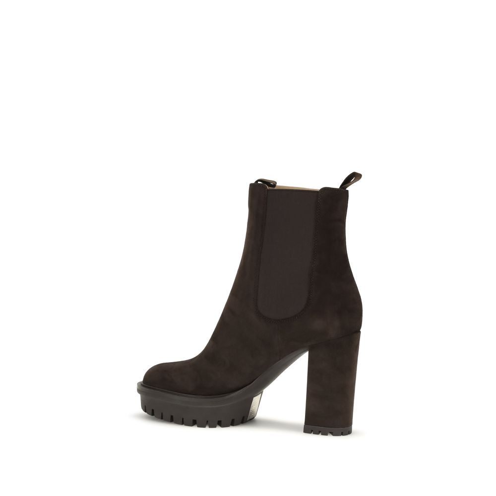 Gianvito Rossi Brown Calf Leather Bos Taurus Ankle Women's Boots