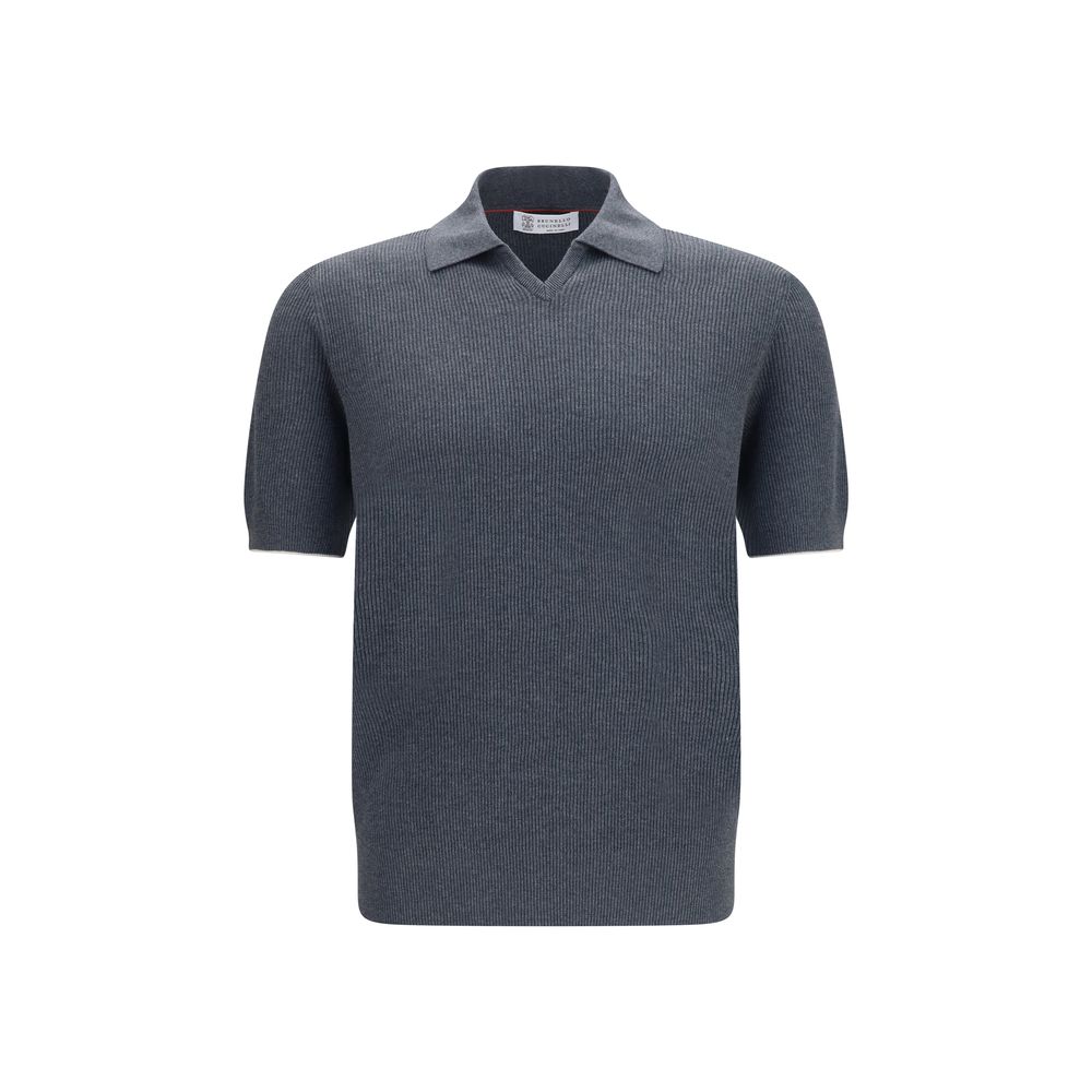 Brunello Cucinelli Gray Cotton Polo Men's Shirt
