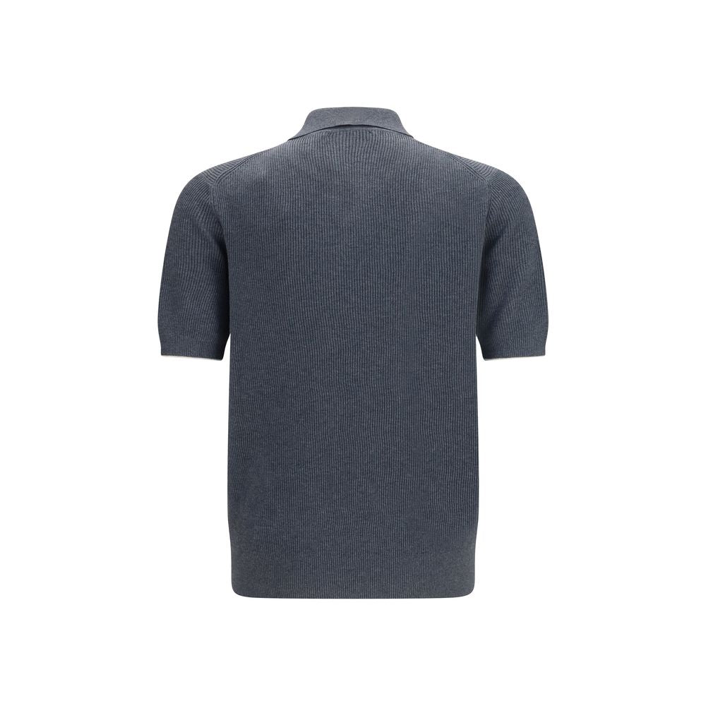 Brunello Cucinelli Gray Cotton Polo Men's Shirt