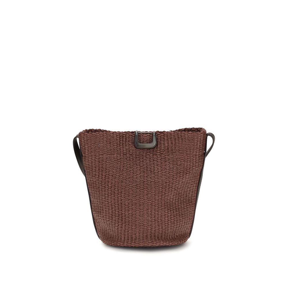 Brunello Cucinelli Bordeaux Cotton Backet Women's Bag