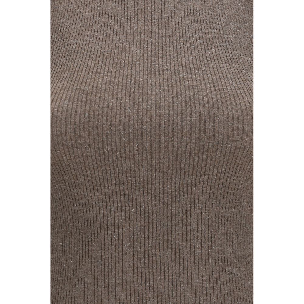 Brunello Cucinelli Brown Cashmere Sleeveless Women's Jacket