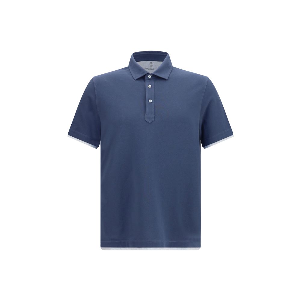 Brunello Cucinelli Blue Cotton Polo Men's Shirt