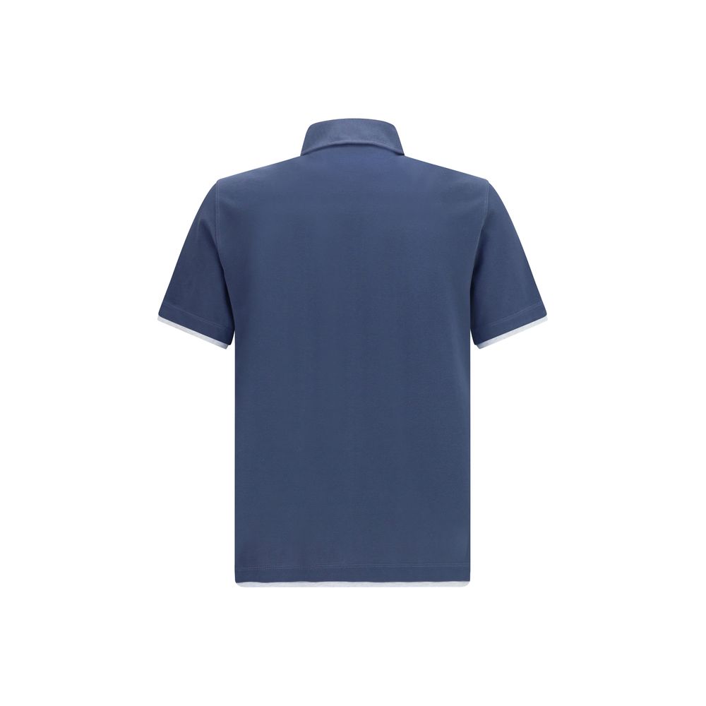 Brunello Cucinelli Blue Cotton Polo Men's Shirt