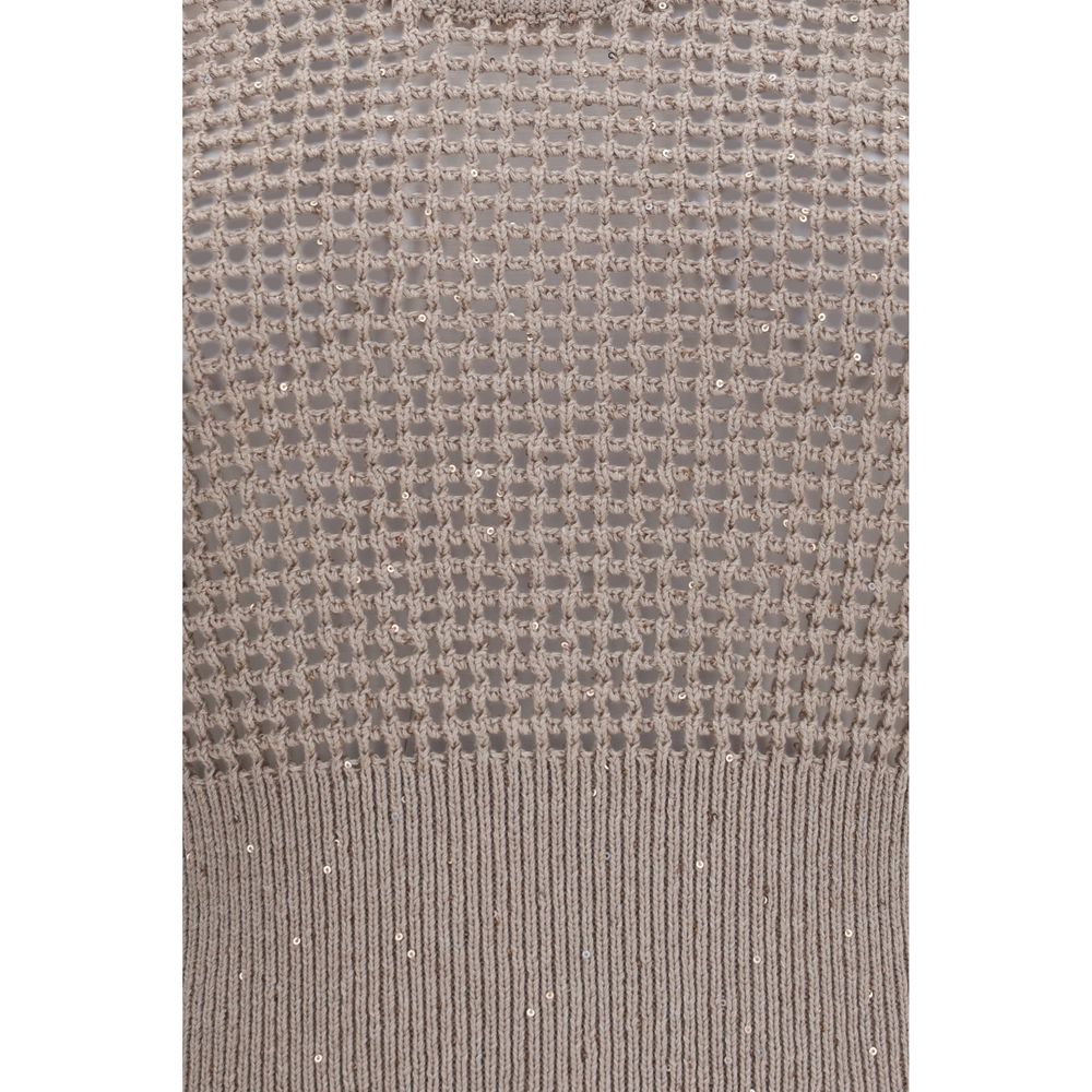 Brunello Cucinelli Beige Cotton Tank Women's Tops