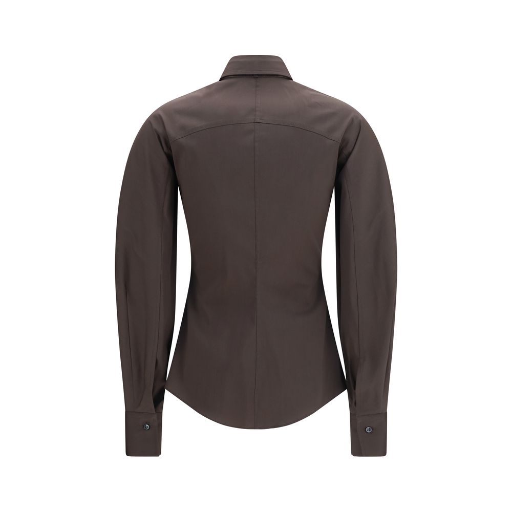 Brunello Cucinelli Brown Cotton Dress Women's Shirt