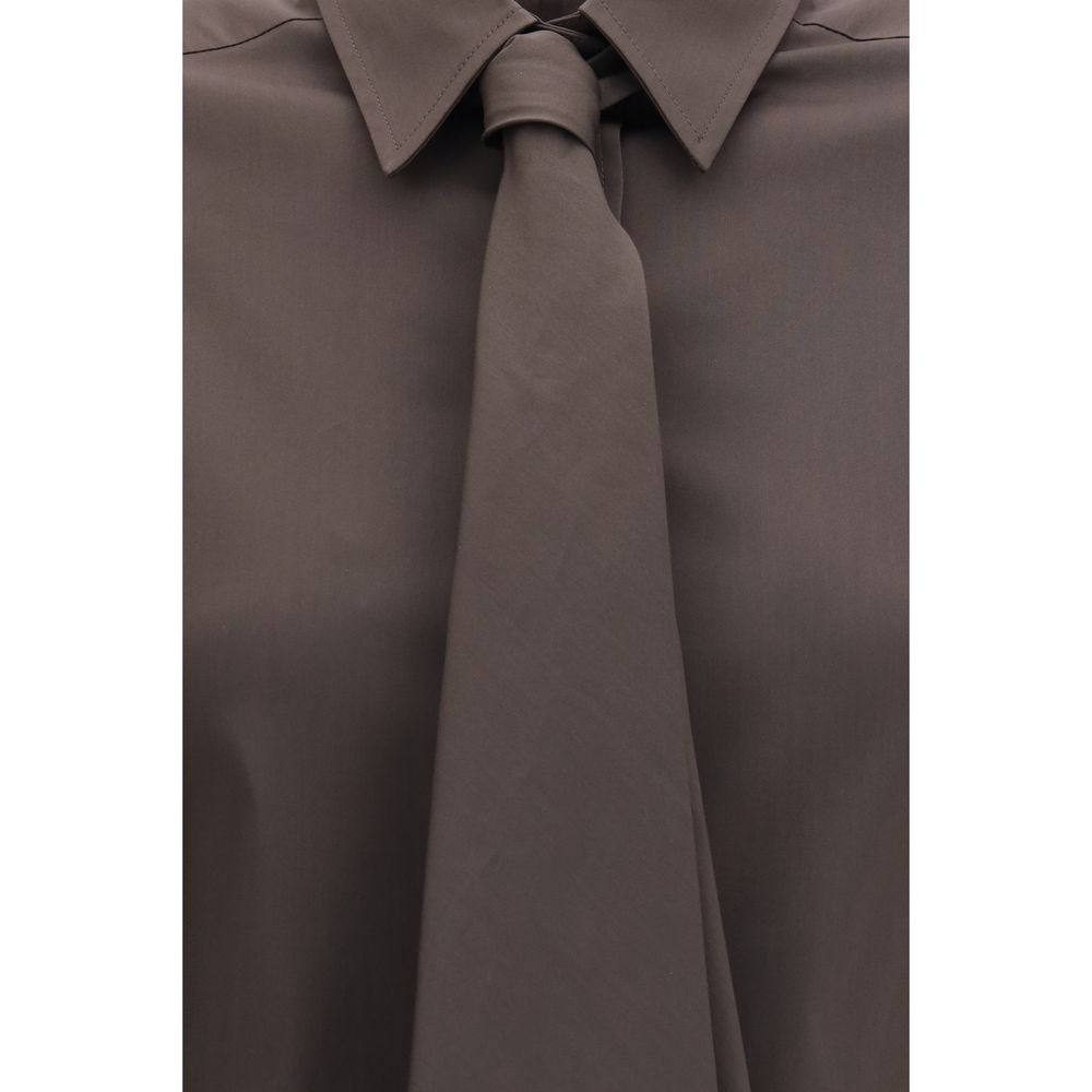 Brunello Cucinelli Brown Cotton Dress Women's Shirt