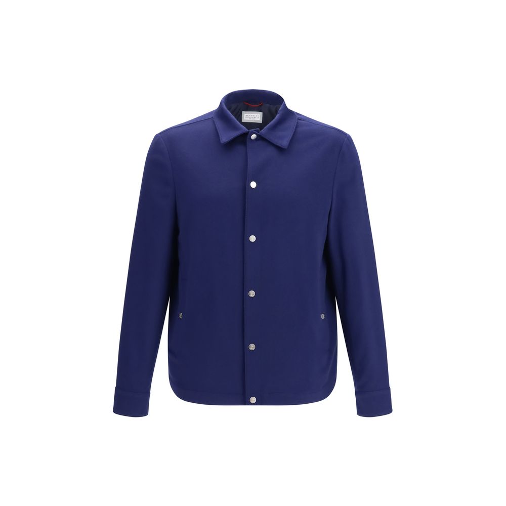 Brunello Cucinelli Blue Cashmere Full-Length Men's Jacket