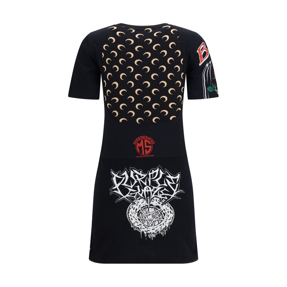 Marine Serre Black Cotton Casual Women's Dress