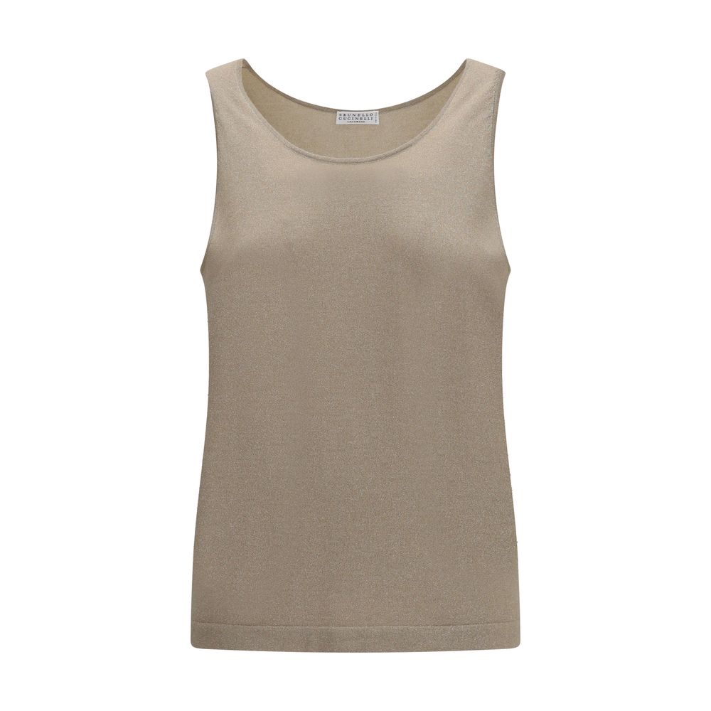 Brunello Cucinelli Beige Cashmere Tank Women's Tops
