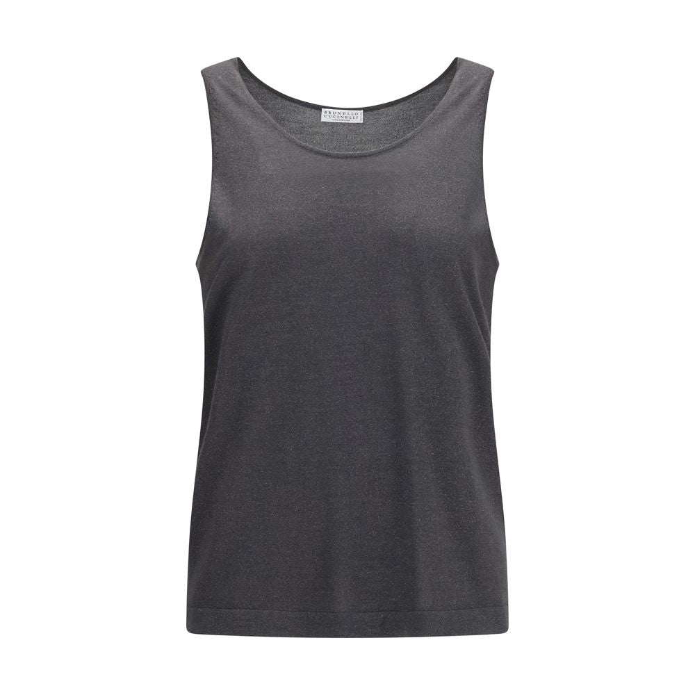 Brunello Cucinelli Gray Cashmere Tank Women's Tops