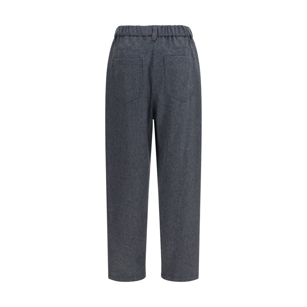 Brunello Cucinelli Gray Wool Oves Aries Casual Women's Pants